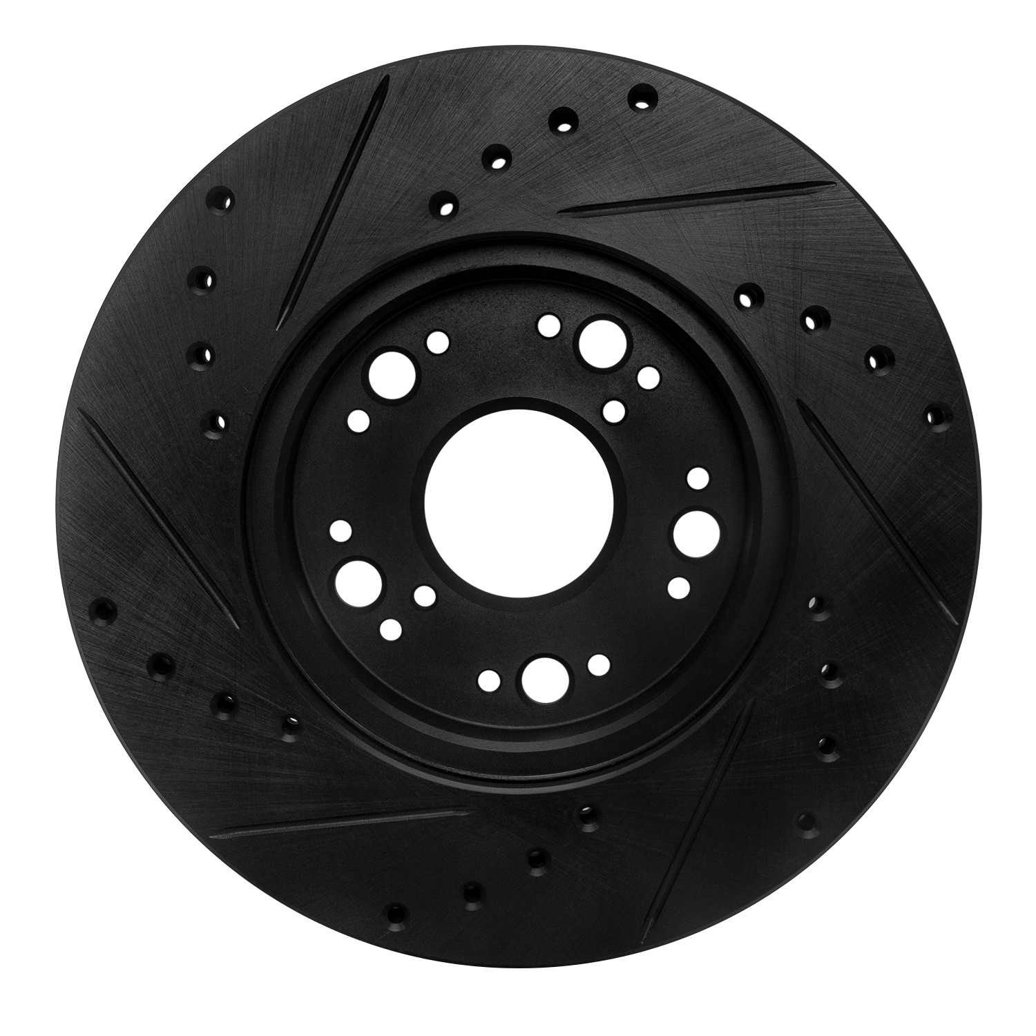 R1 Concepts 90-90 Lexus LS400 Front Right Drilled & Slotted Black Brake Rotor - Image 2