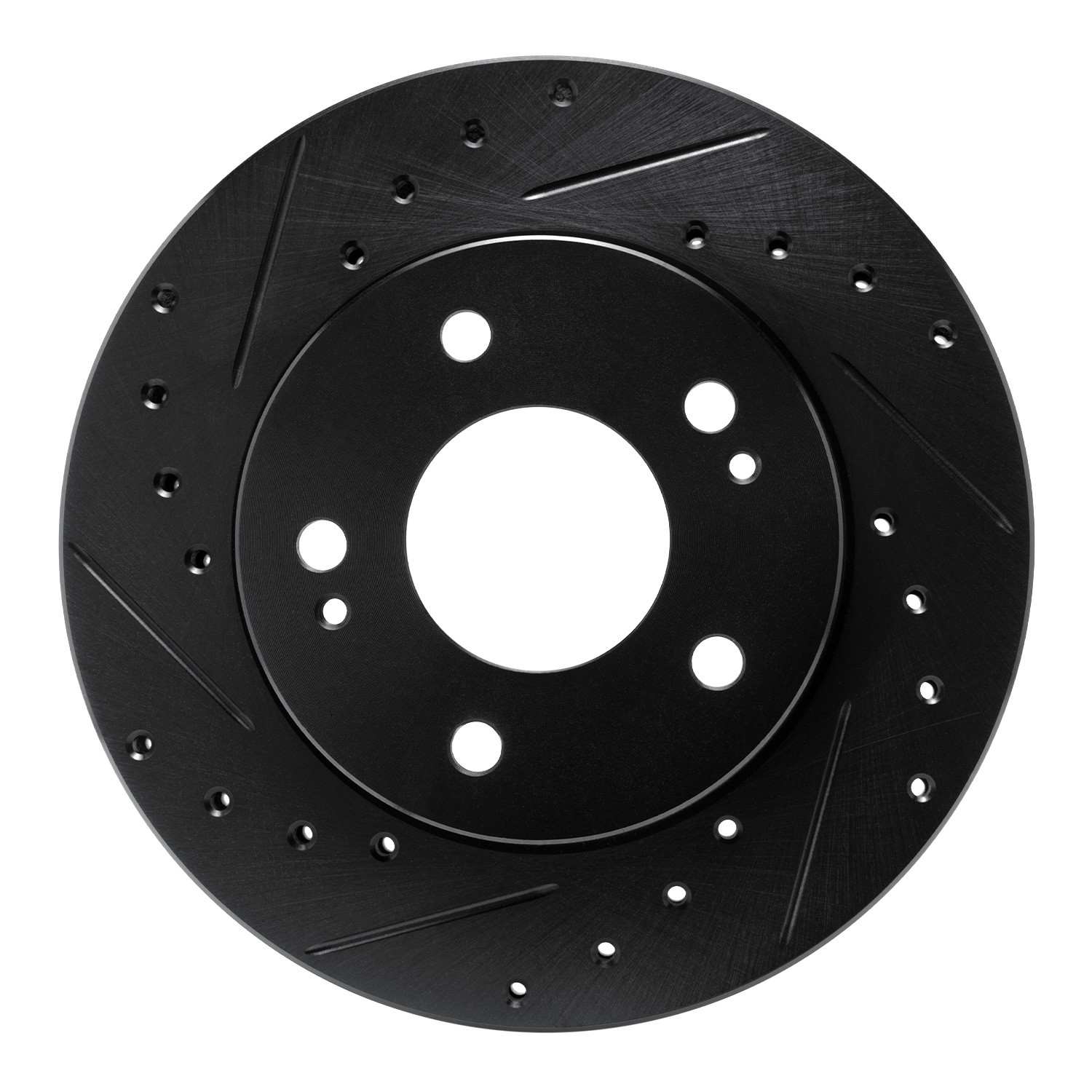 R1 Concepts 90-90 Plymouth Laser Front Left Drilled & Slotted Black Brake Rotor