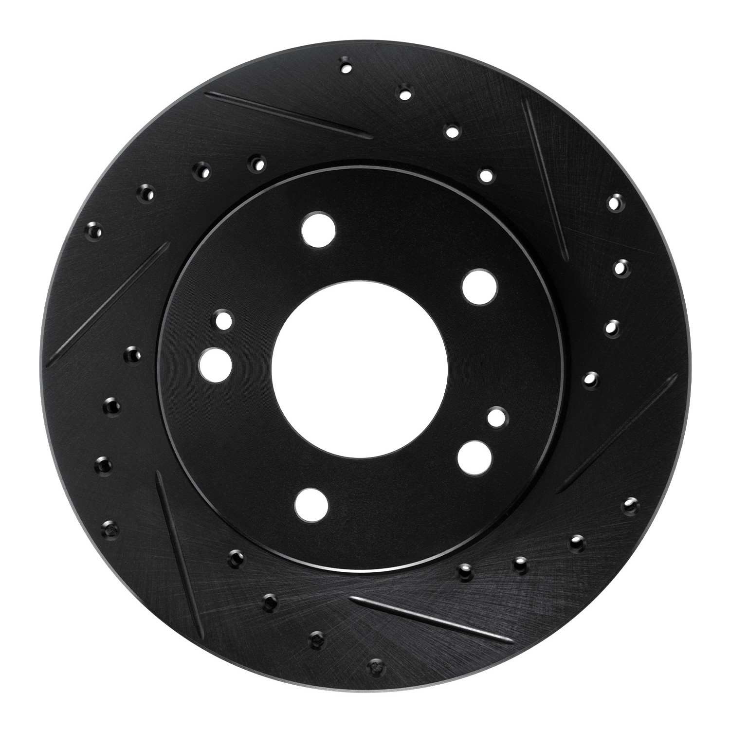 R1 Concepts 90-90 Plymouth Laser Front Right Drilled & Slotted Black Brake Rotor