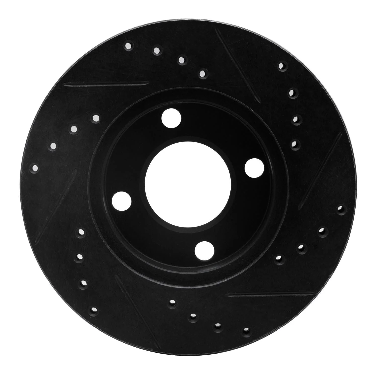 R1 Concepts 90-91 Audi 90 Quattro Front Left Drilled & Slotted Black Brake Rotor - Image 2