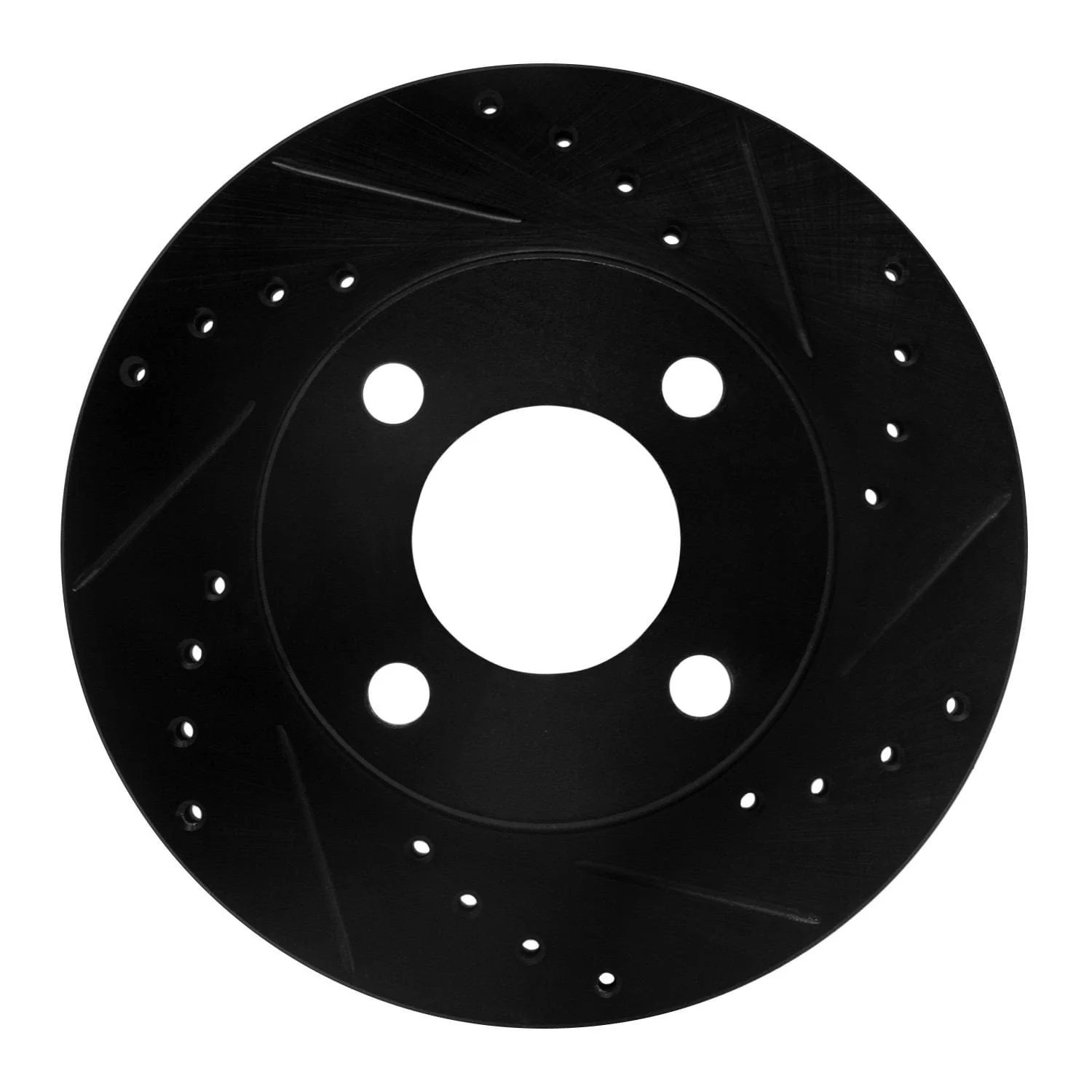 R1 Concepts 90-91 Audi 90 Quattro Front Right Drilled & Slotted Black Brake Rotor