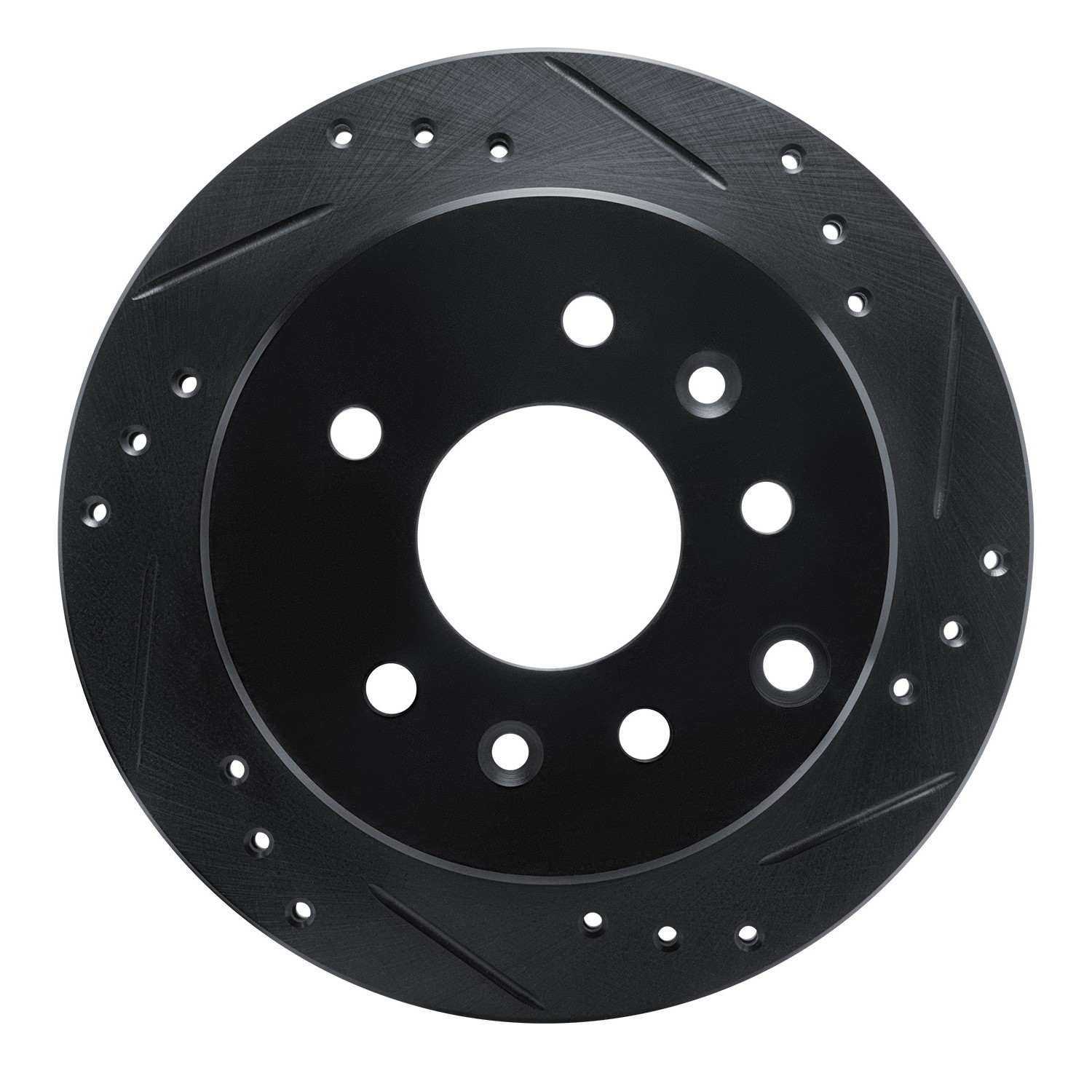 R1 Concepts 90-91 Mazda 929 Rear Right Drilled & Slotted Black Brake Rotor