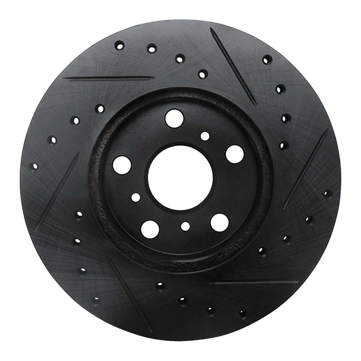 R1 Concepts 90-91 Toyota Celica Front Left Drilled & Slotted Black Brake Rotor - Image 2