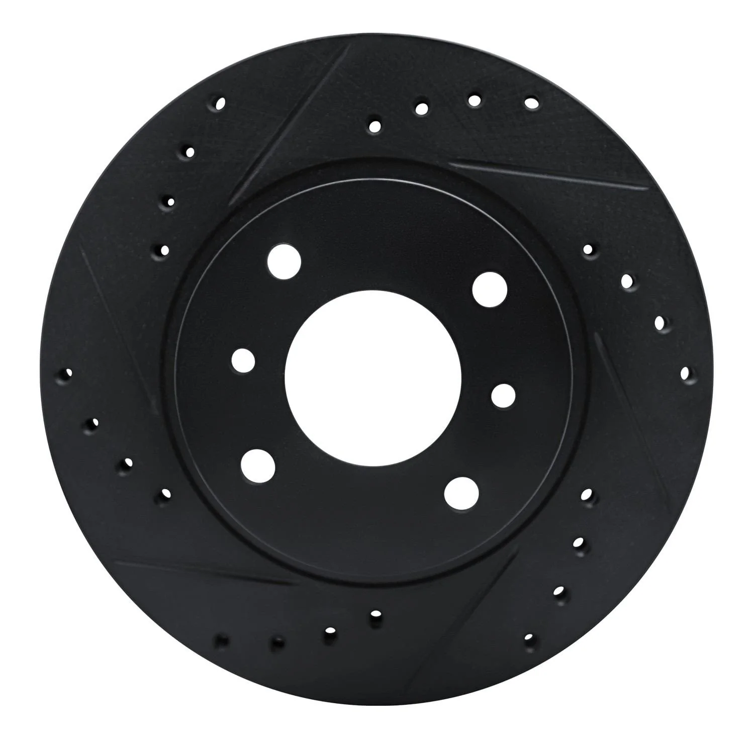 R1 Concepts 90-92 Infiniti M30 Front Left Drilled & Slotted Black Brake Rotor