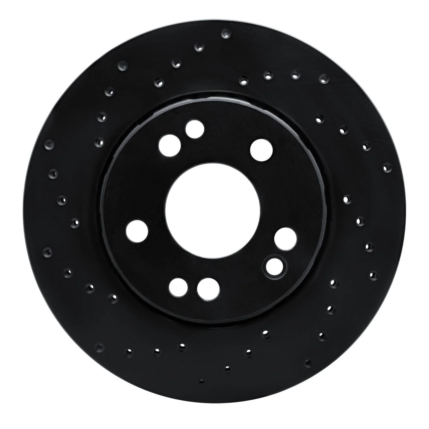 R1 Concepts 90-92 Mercedes-Benz 300E Front Left Drilled Black Brake Rotor