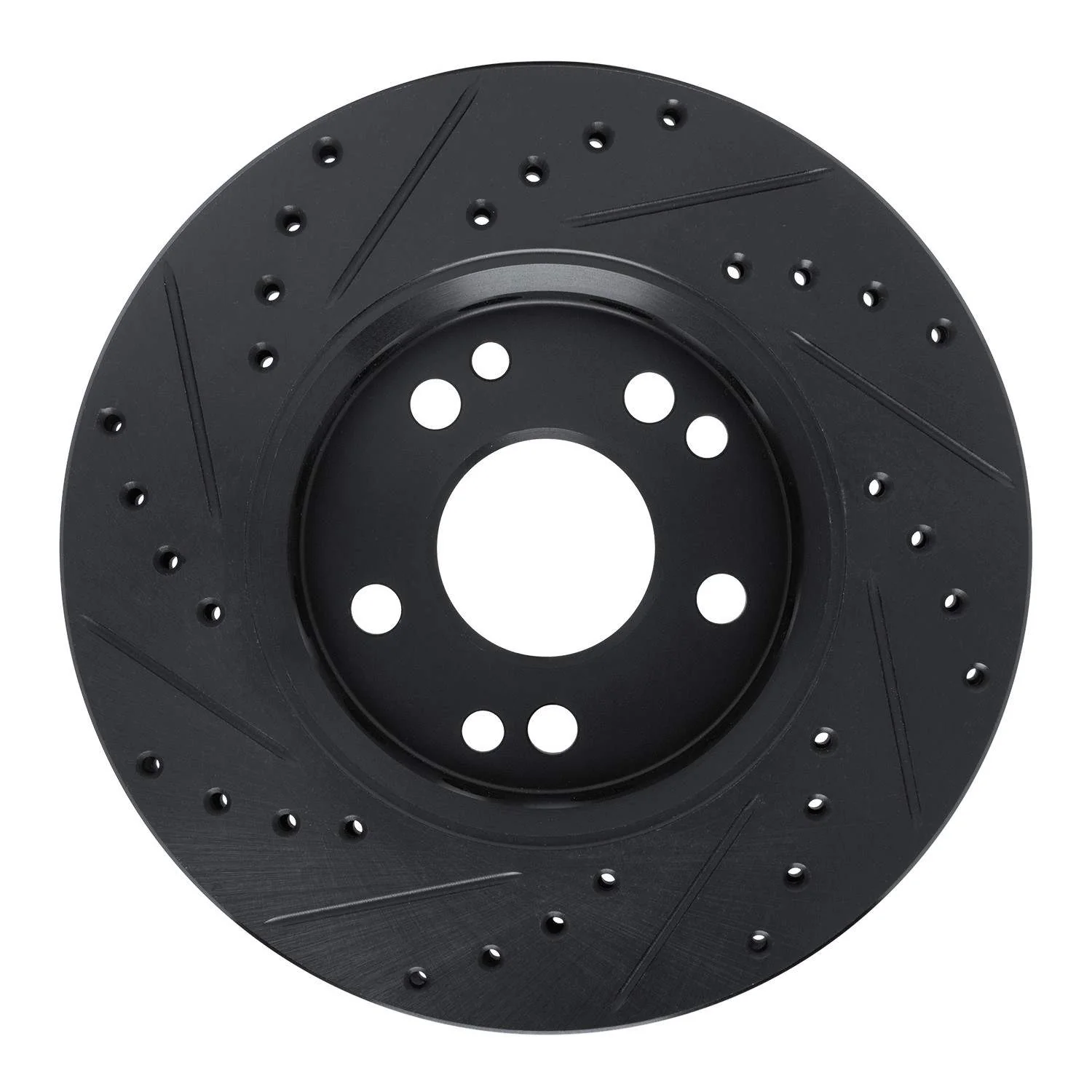 R1 Concepts 90-92 Mercedes-Benz 300E Front Right Drilled & Slotted Black Brake Rotor - Image 2