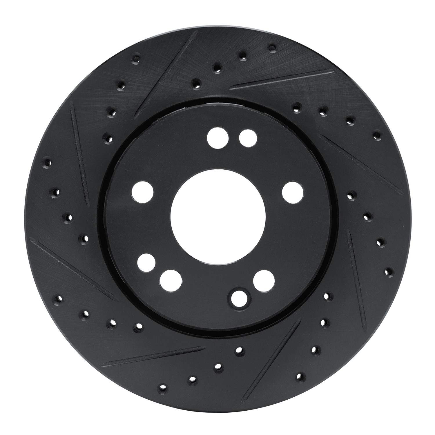 R1 Concepts 90-92 Mercedes-Benz 300TE Front Left Drilled & Slotted Black Brake Rotor