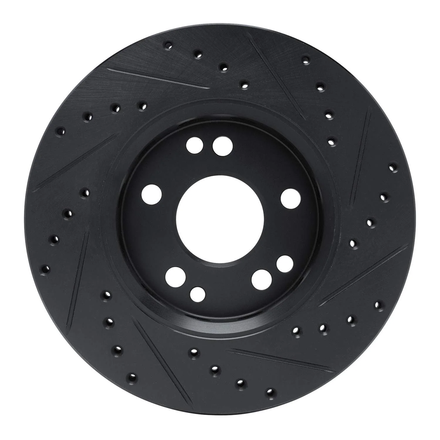 R1 Concepts 90-92 Mercedes-Benz 300TE Front Left Drilled & Slotted Black Brake Rotor - Image 2