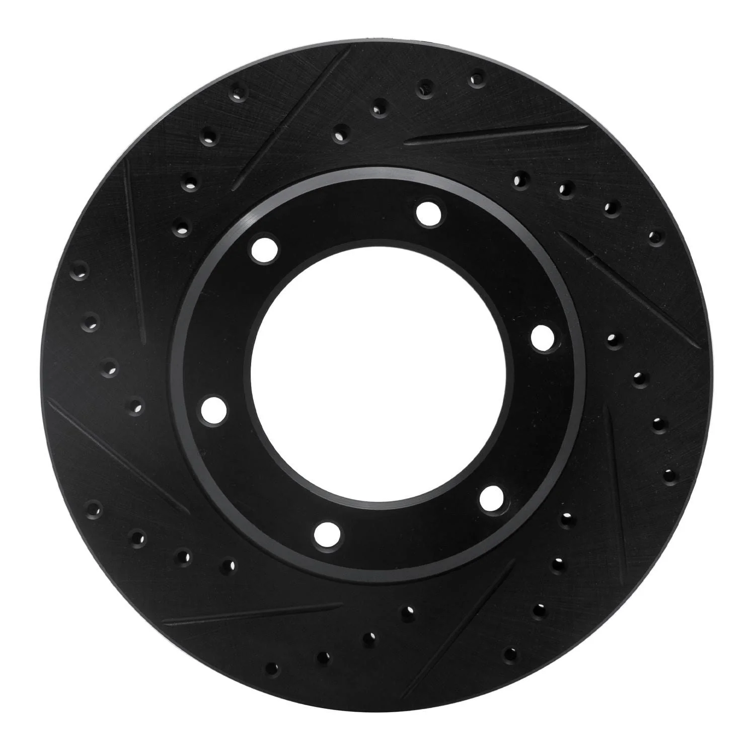 R1 Concepts 90-92 Toyota Land Cruiser Front Left Drilled & Slotted Black Brake Rotor