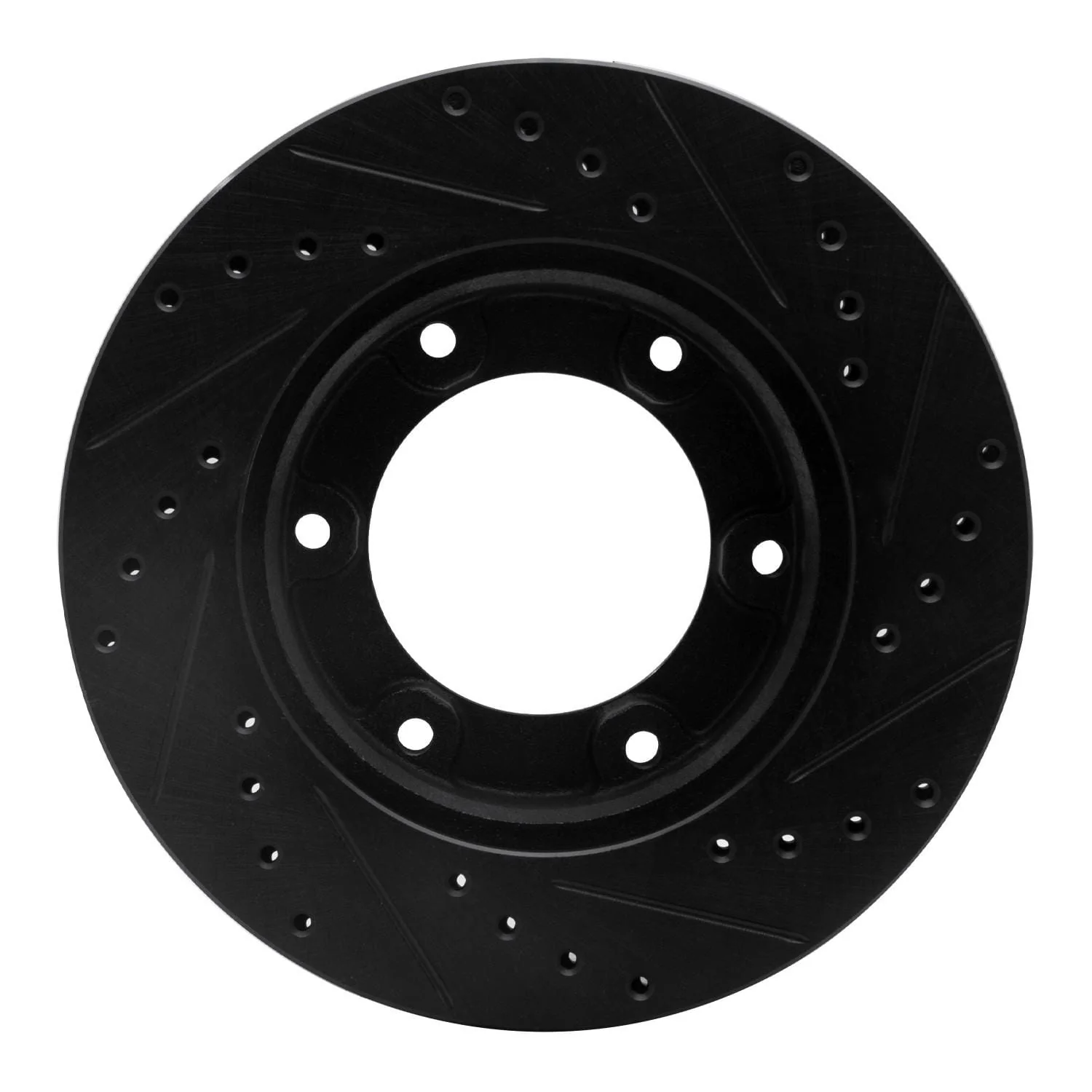 R1 Concepts 90-92 Toyota Land Cruiser Front Left Drilled & Slotted Black Brake Rotor - Image 2