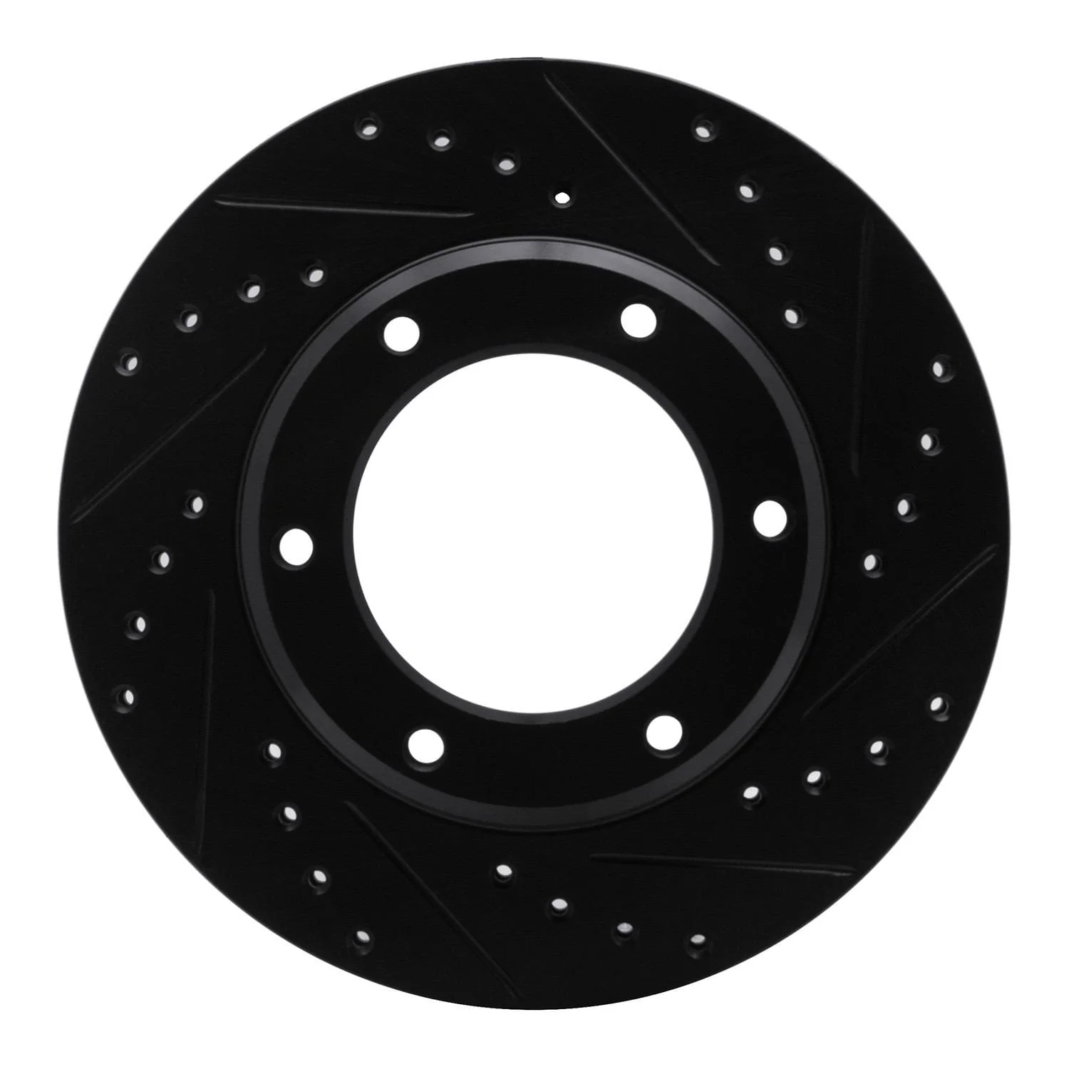 R1 Concepts 90-92 Toyota Land Cruiser Front Right Drilled & Slotted Black Brake Rotor