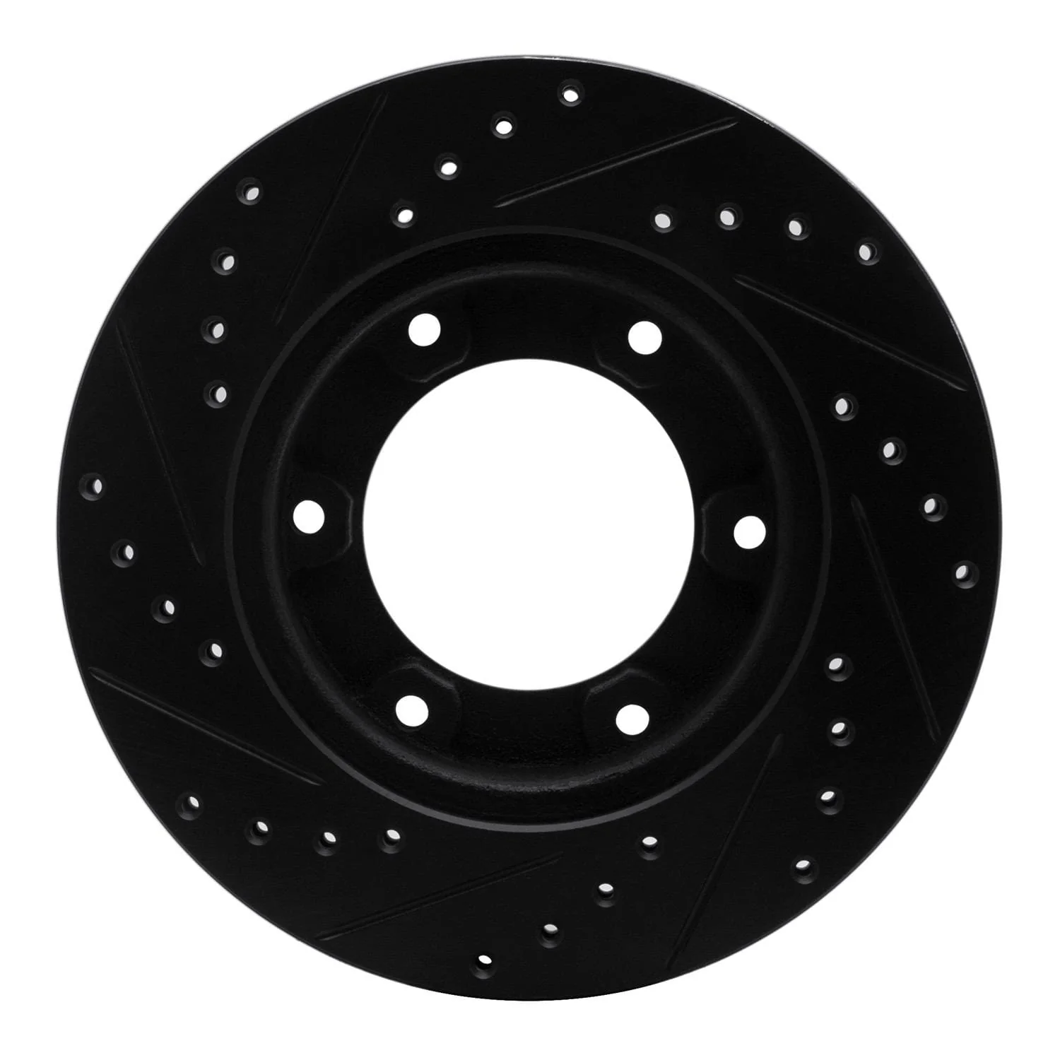 R1 Concepts 90-92 Toyota Land Cruiser Front Right Drilled & Slotted Black Brake Rotor - Image 2