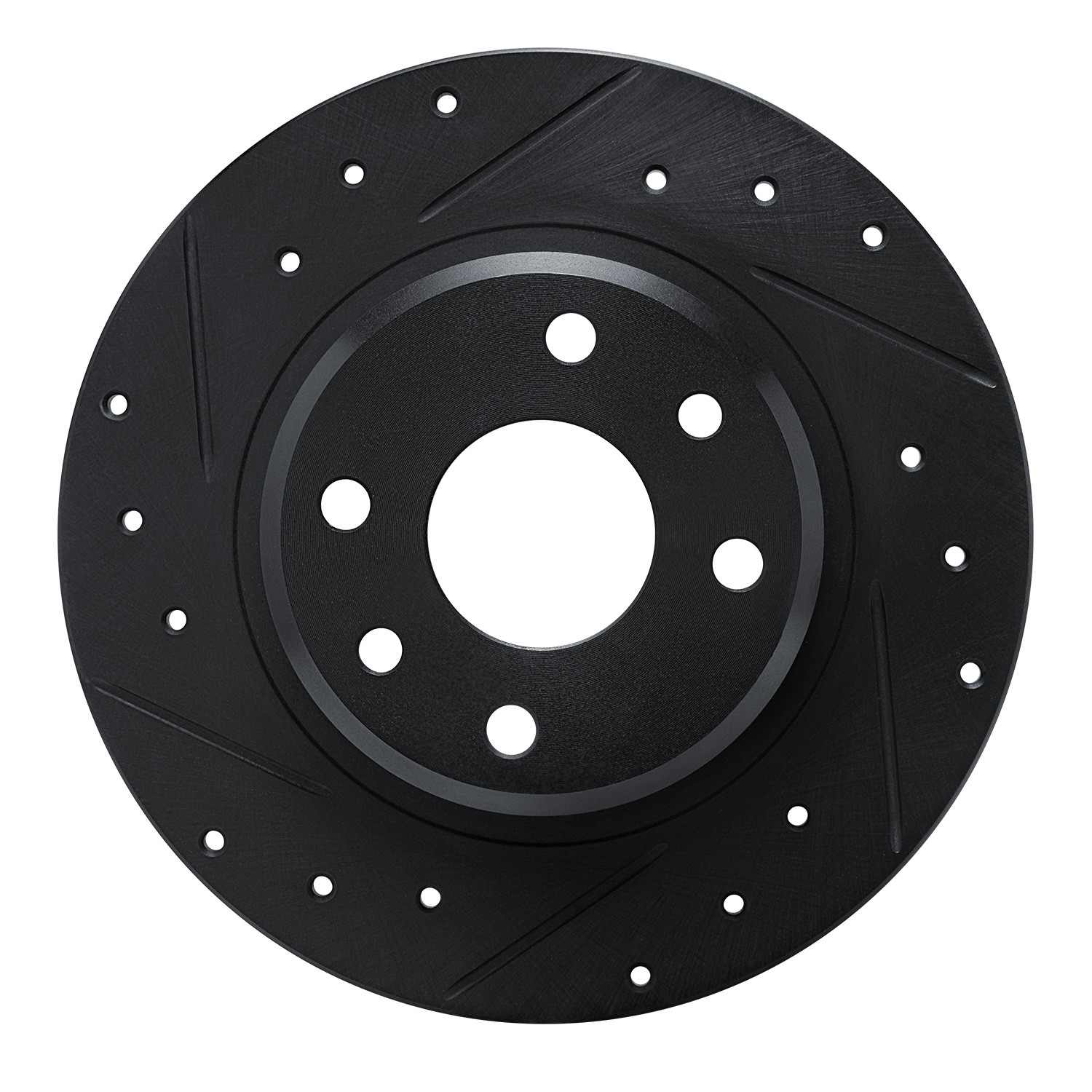 R1 Concepts 90-93 Asuna SUNFIRE Rear Left Drilled & Slotted Black Brake Rotor