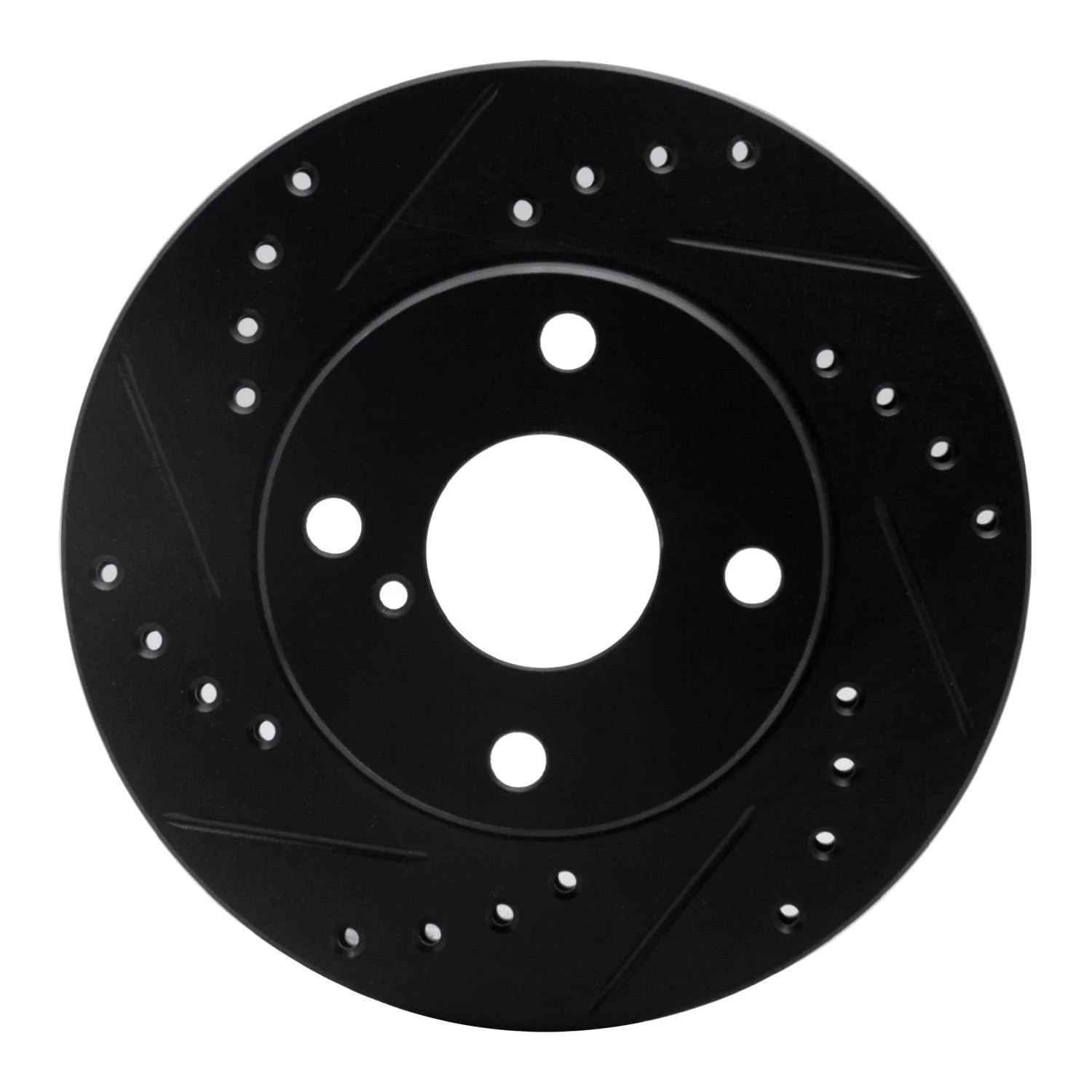 R1 Concepts 90-93 Mazda Miata Front Left Drilled & Slotted Black Brake Rotor