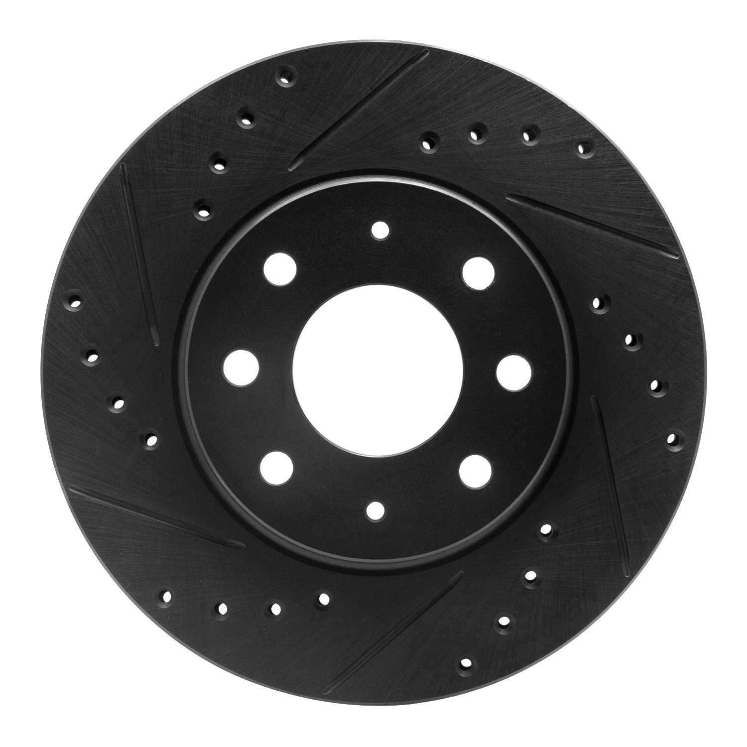 R1 Concepts 90-93 Mitsubishi Galant Front Left Drilled & Slotted Black Brake Rotor