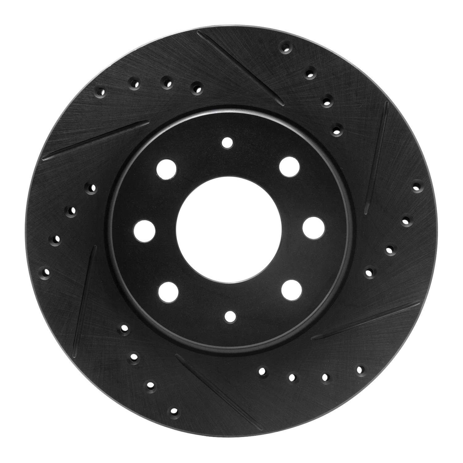 R1 Concepts 90-93 Mitsubishi Galant Front Right Drilled & Slotted Black Brake Rotor
