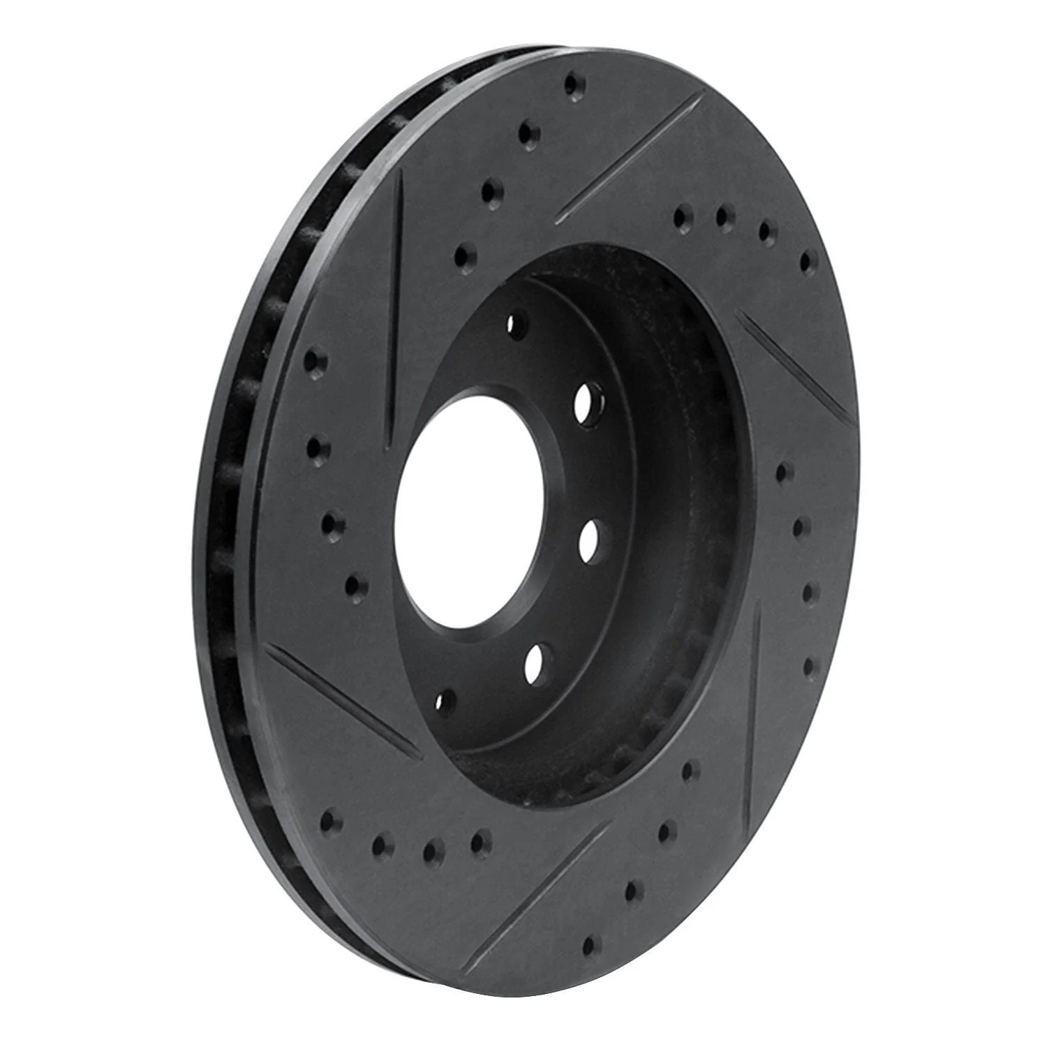 R1 Concepts 90-93 Mitsubishi Galant Front Right Drilled & Slotted Black Brake Rotor - Image 2
