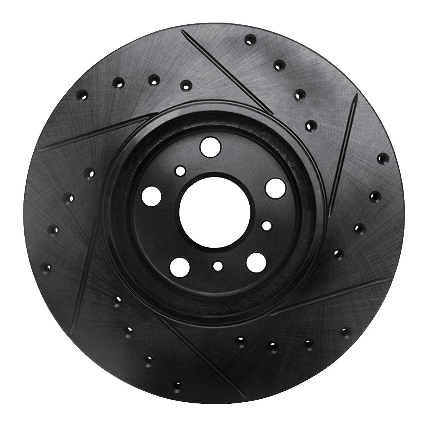 R1 Concepts 90-93 Toyota Celica Front Left Drilled & Slotted Black Brake Rotor - Image 2