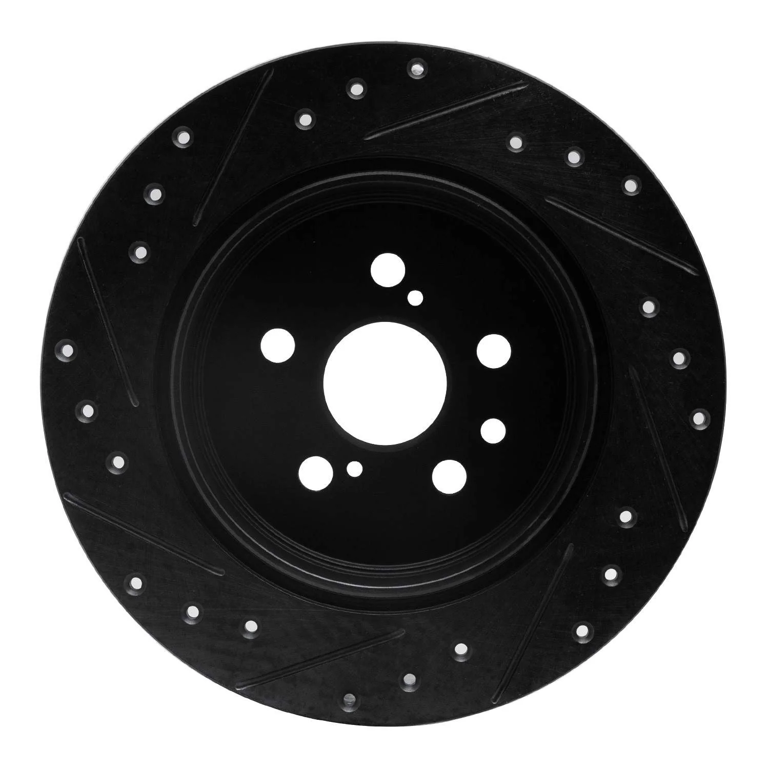 R1 Concepts 90-93 Toyota Celica Rear Right Drilled & Slotted Black Brake Rotor - Image 2