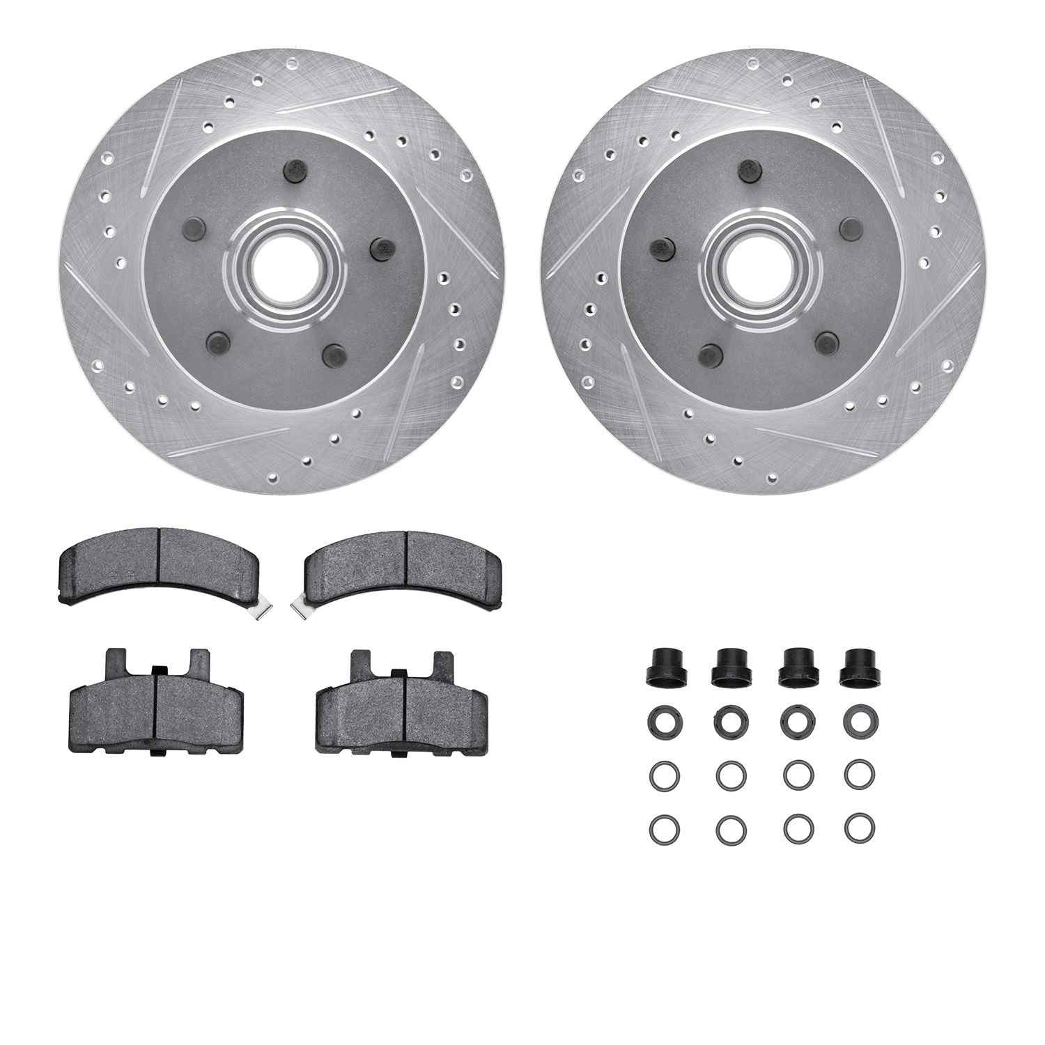 R1 Concepts 90-94 Chevrolet C1500 Front Drill/Slot Silver Rotors w/Optimum Pads