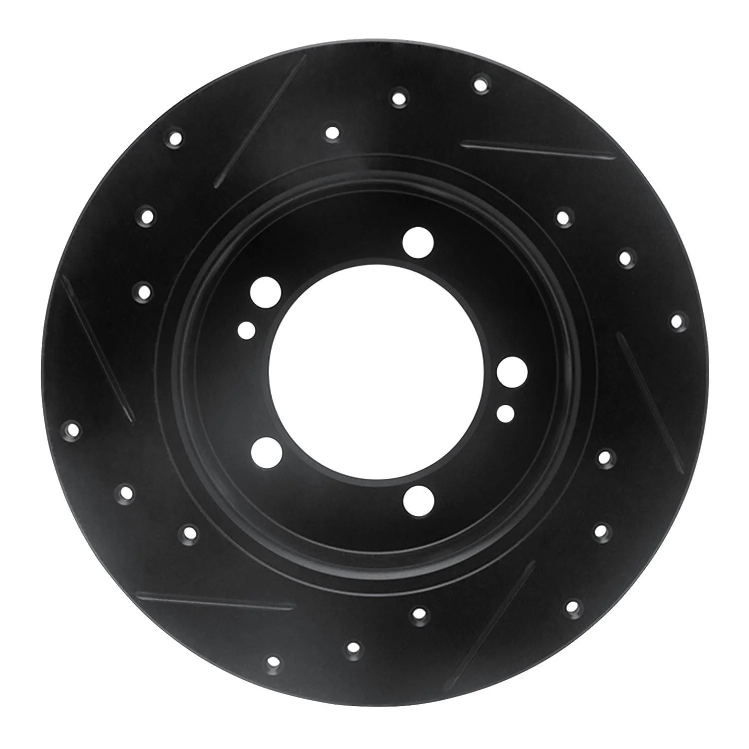 R1 Concepts 90-94 Eagle Talon Rear Right Drilled & Slotted Black Brake Rotor - Image 2