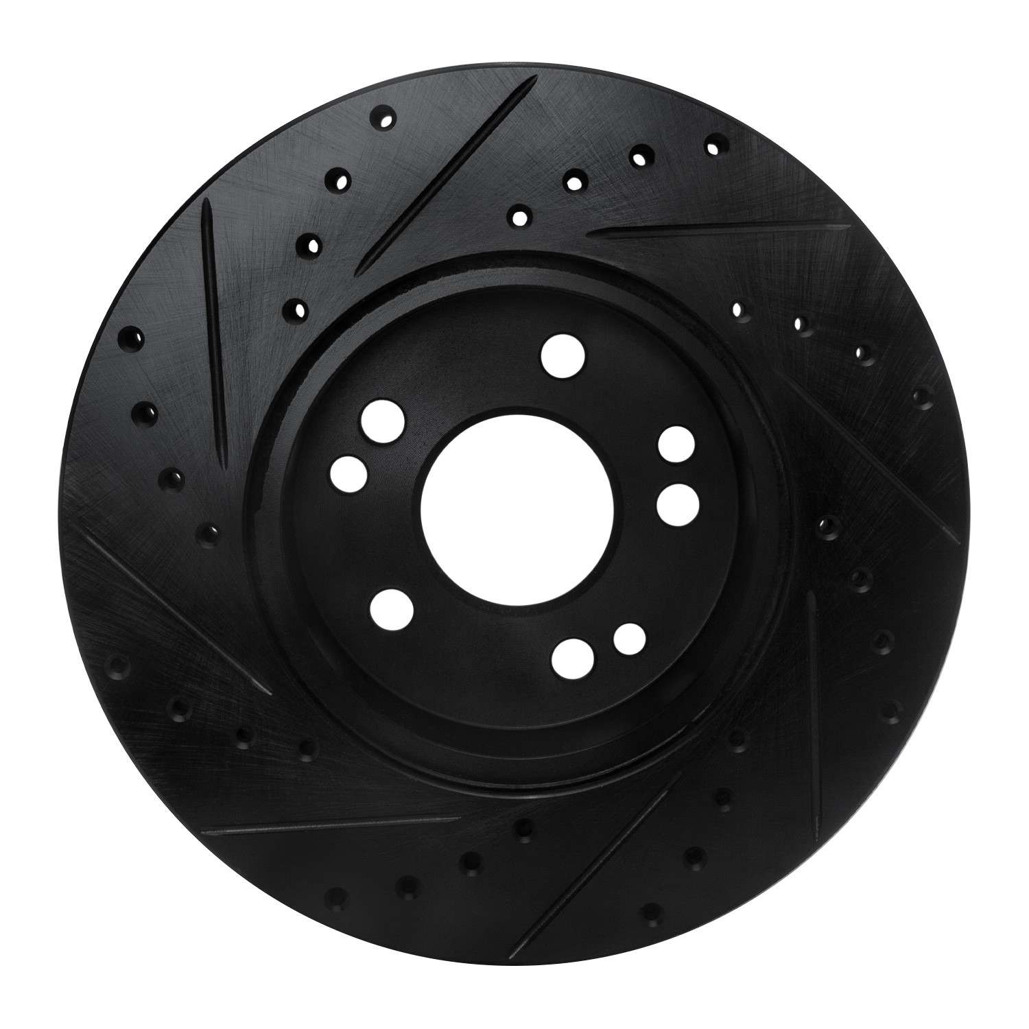 R1 Concepts 90-95 Mercedes-Benz 300CE Front Right Drilled & Slotted Black Brake Rotor - Image 2