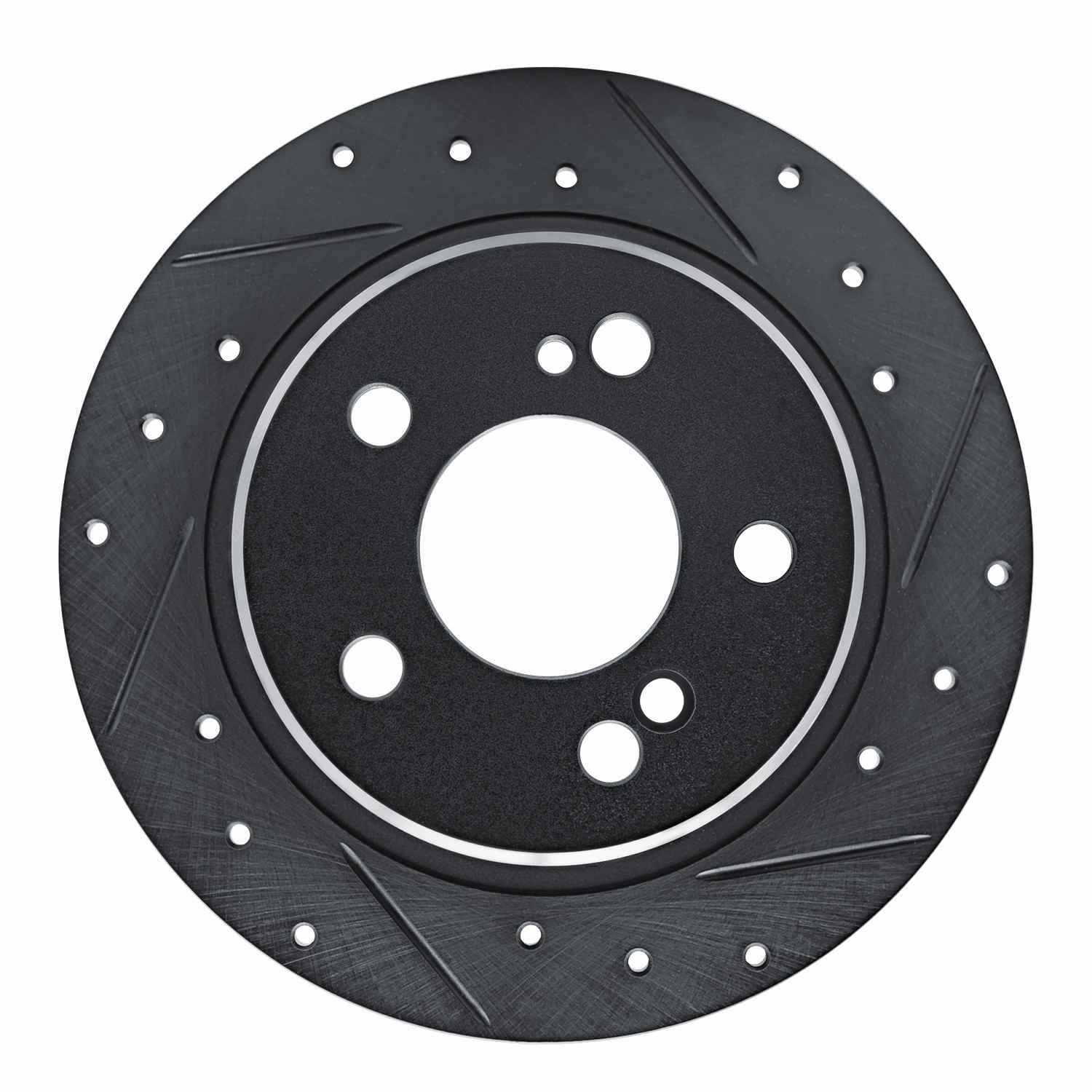 R1 Concepts 90-95 Mercedes-Benz 300SL Rear Right Drilled & Slotted Black Brake Rotor