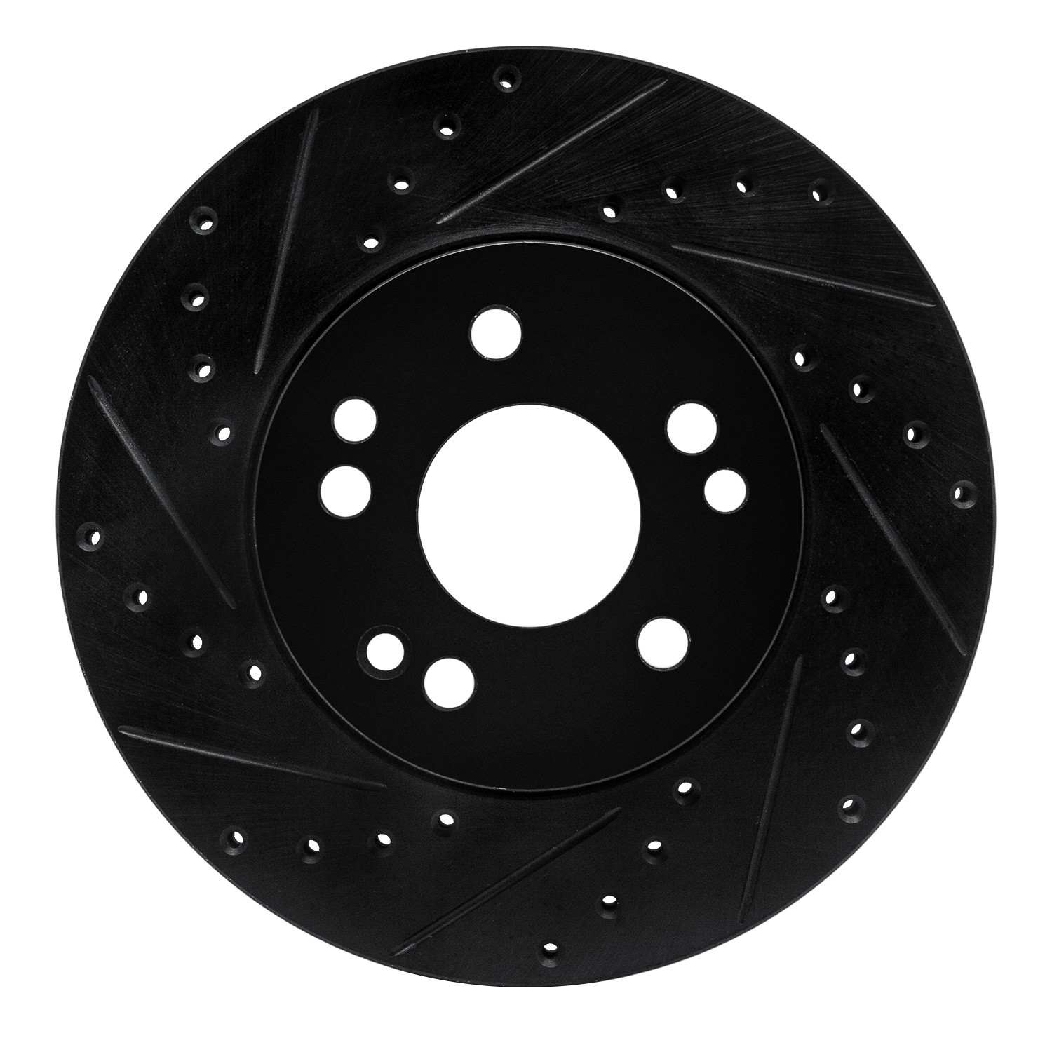 R1 Concepts 90-95 Mercedes-Benz E320 Front Left Drilled & Slotted Black Brake Rotor