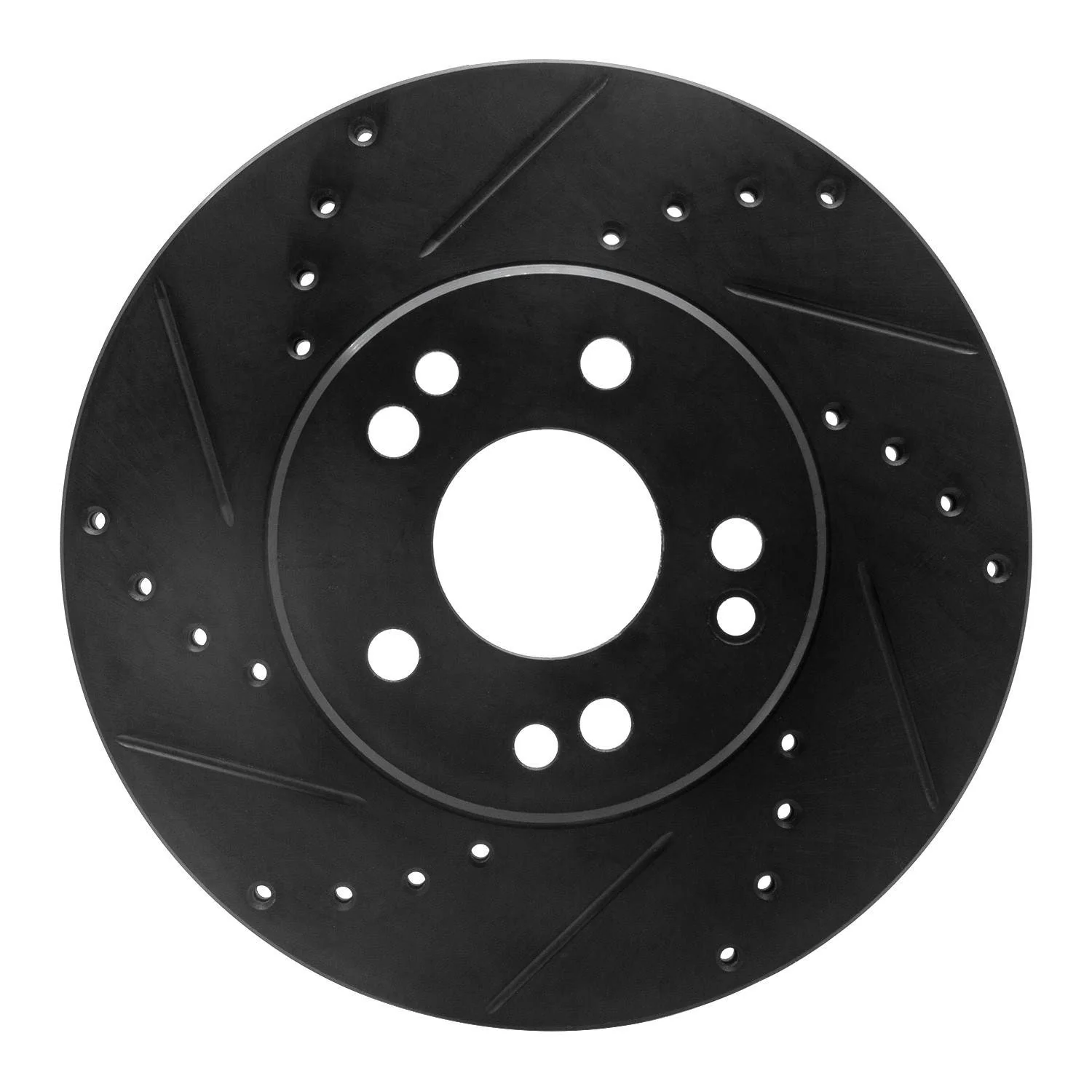 R1 Concepts 90-95 Mercedes-Benz E420 Front Left Drilled & Slotted Black Brake Rotor