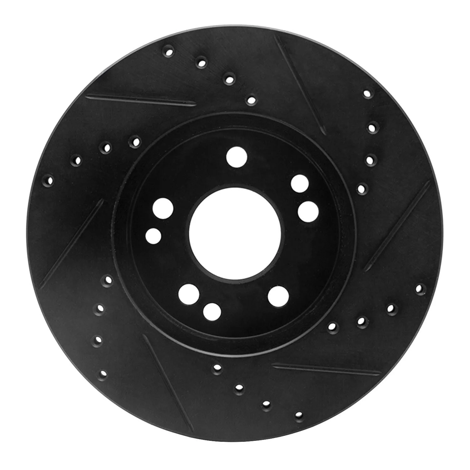 R1 Concepts 90-95 Mercedes-Benz E420 Front Left Drilled & Slotted Black Brake Rotor - Image 2