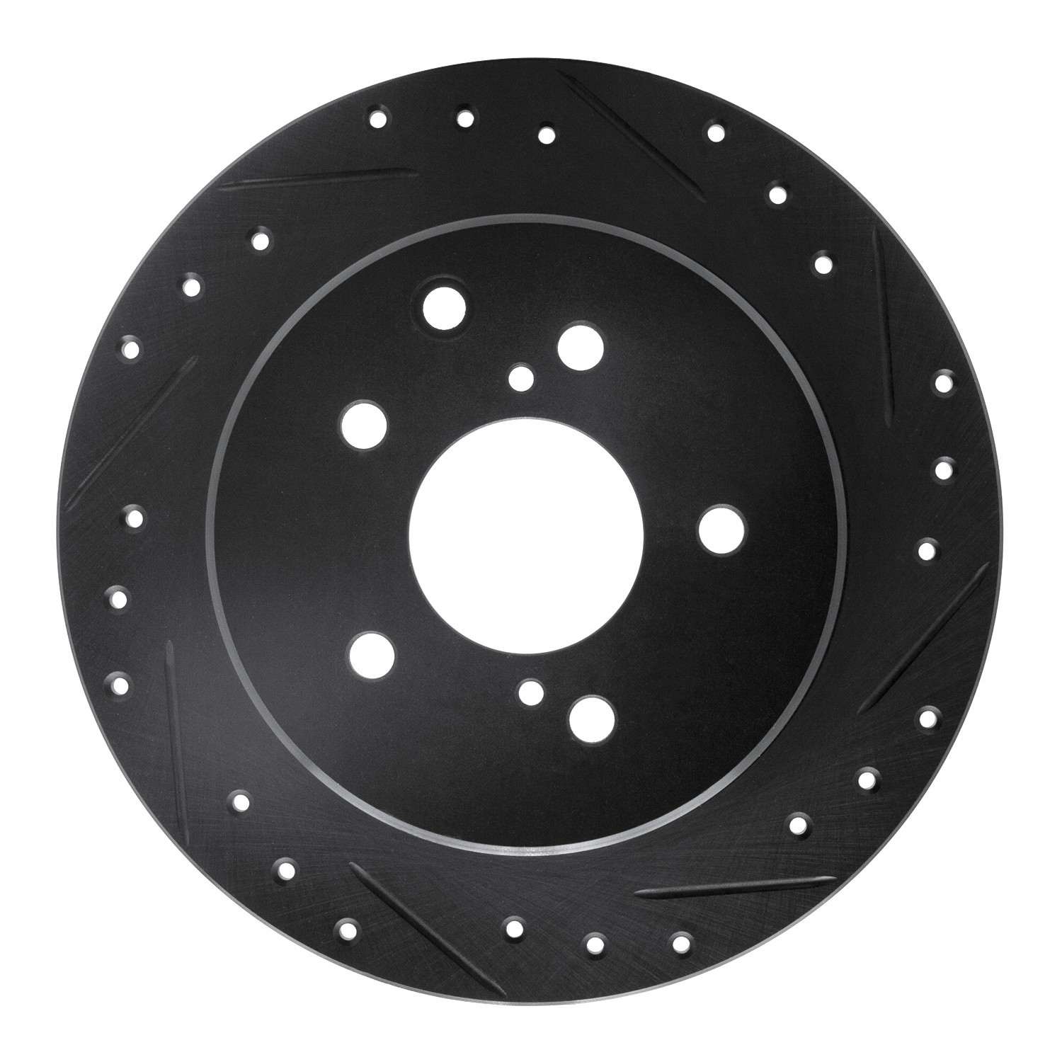 R1 Concepts 90-96 Infiniti Q45 Rear Right Drilled & Slotted Black Brake Rotor