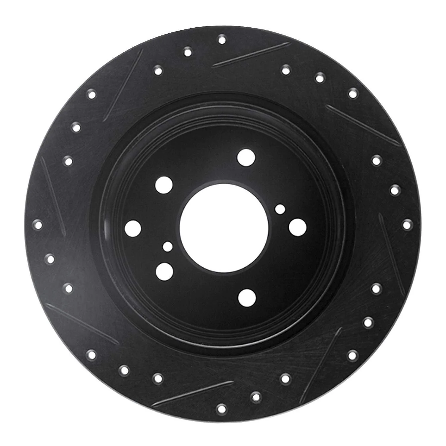 R1 Concepts 90-96 Infiniti Q45 Rear Right Drilled & Slotted Black Brake Rotor - Image 2