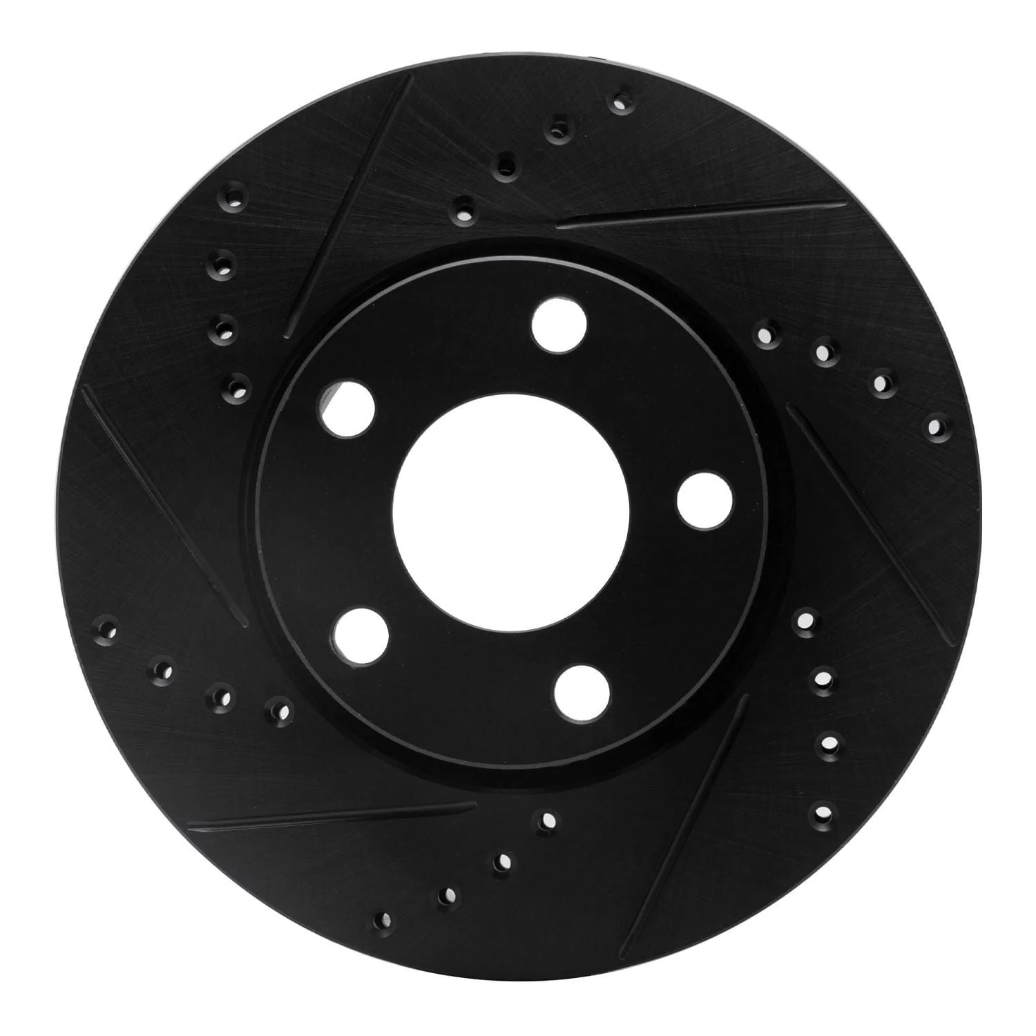 R1 Concepts 90-97 Audi S6 Front Left Drilled & Slotted Black Brake Rotor
