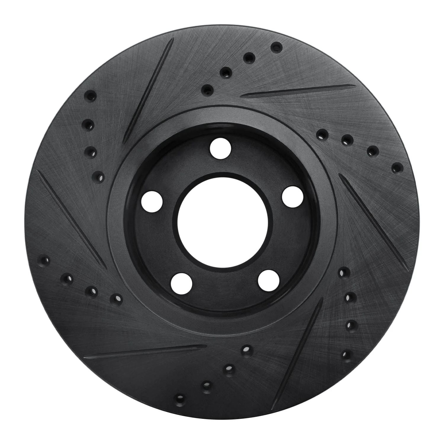 R1 Concepts 90-97 Audi V8 Quattro Front Right Drilled & Slotted Black Brake Rotor - Image 2