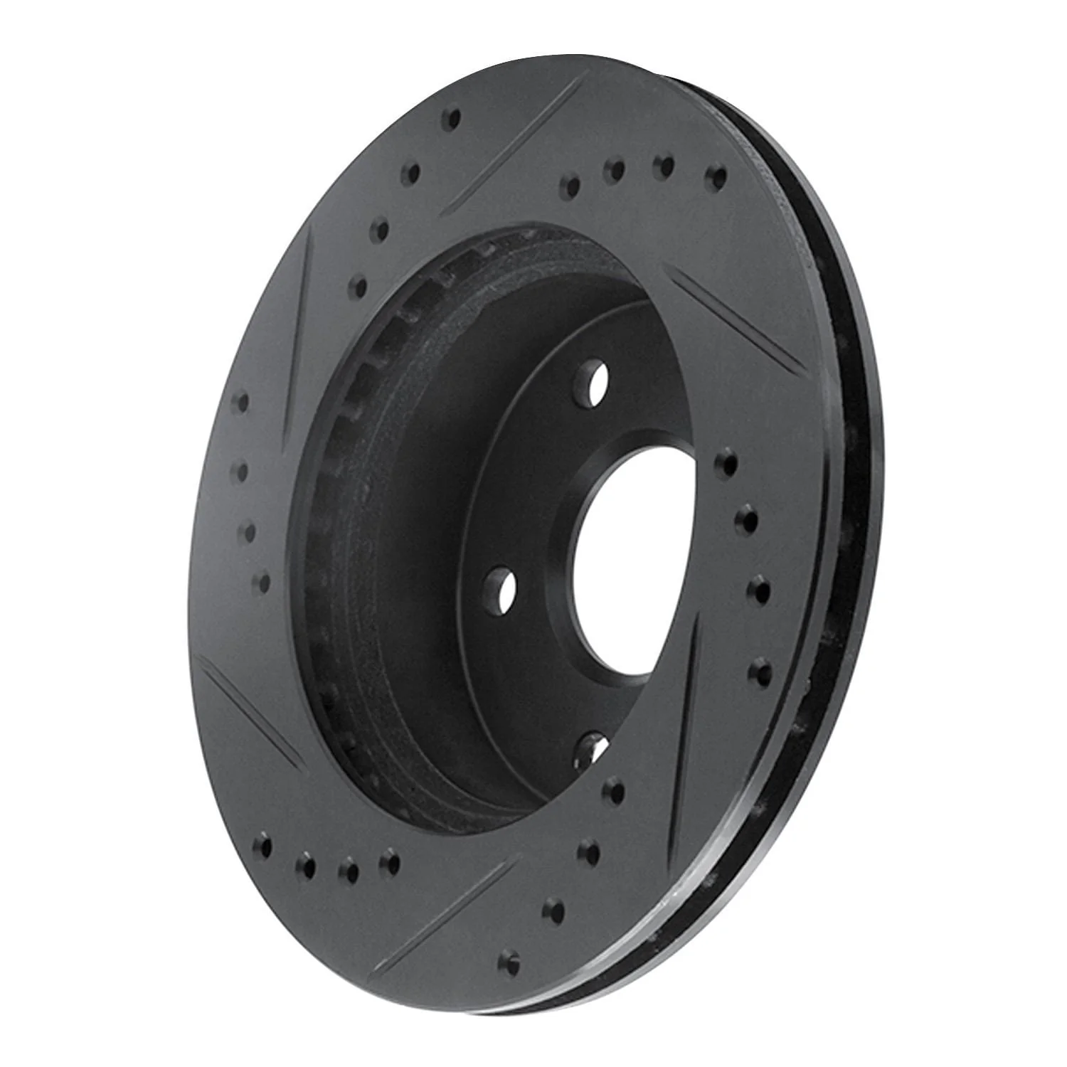 R1 Concepts 90-97 Ford AEROSTAR Left Front Drilled & Slotted Black Brake Rotor - Image 2