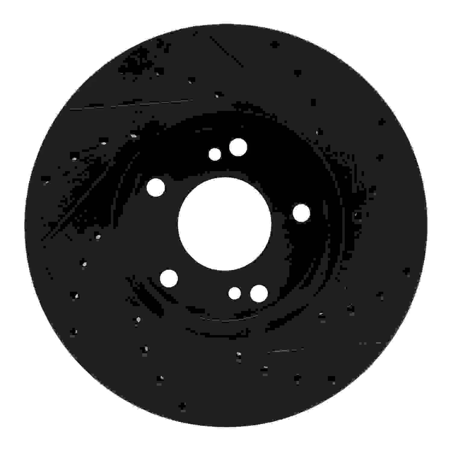 R1 Concepts 90-97 Infiniti J30 Front Left Drilled & Slotted Black Brake Rotor - Image 2