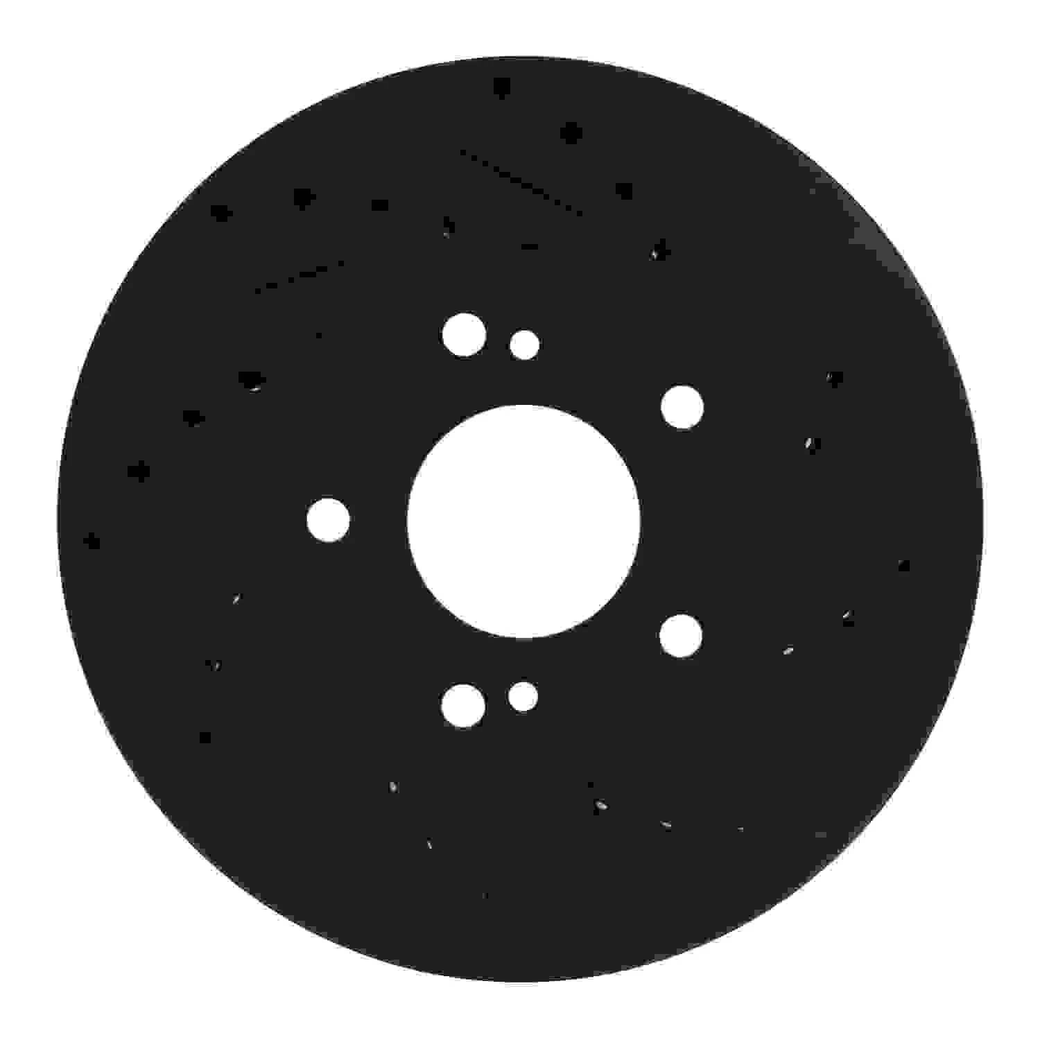 R1 Concepts 90-97 Infiniti Q45 Front Right Drilled & Slotted Black Brake Rotor