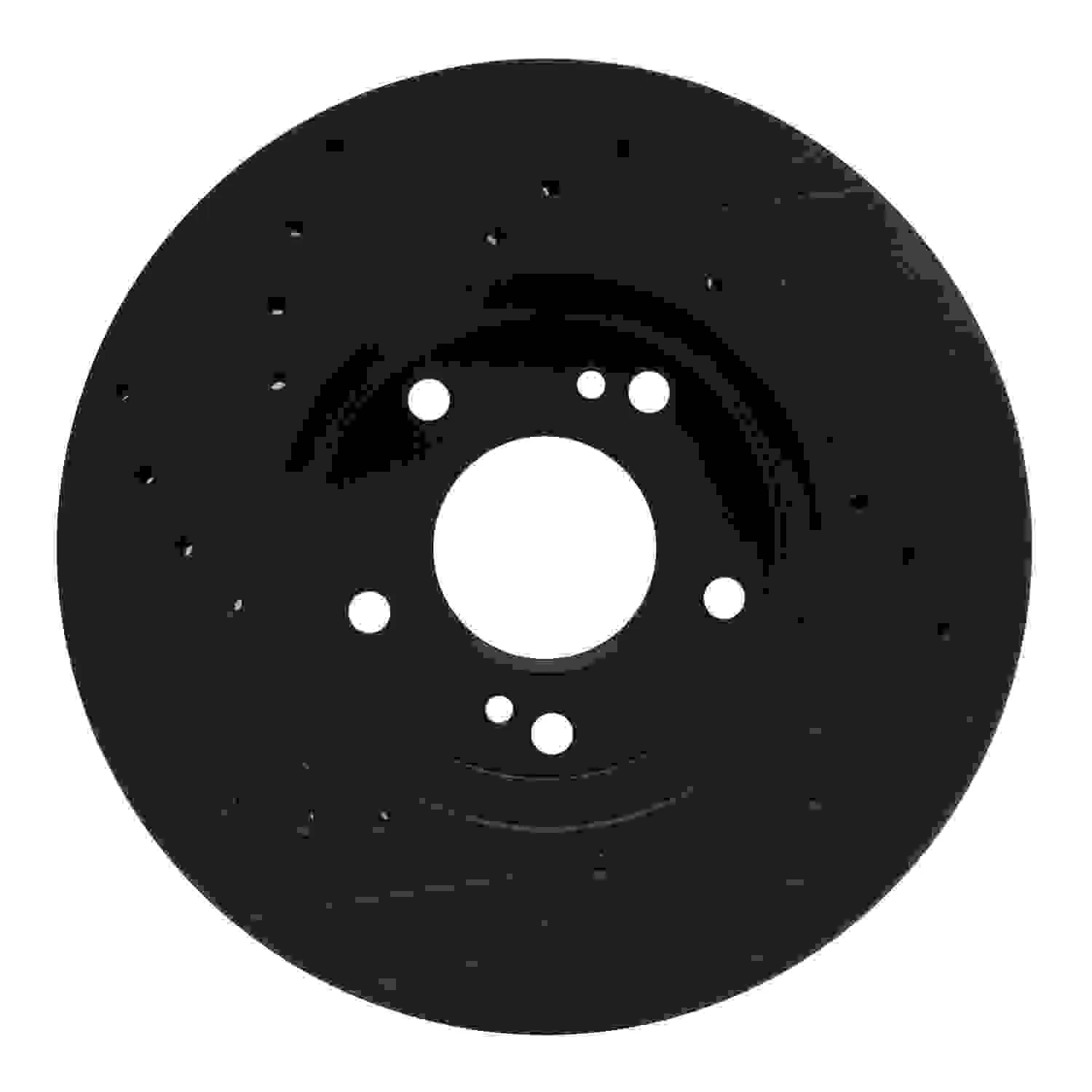 R1 Concepts 90-97 Infiniti Q45 Front Right Drilled & Slotted Black Brake Rotor - Image 2