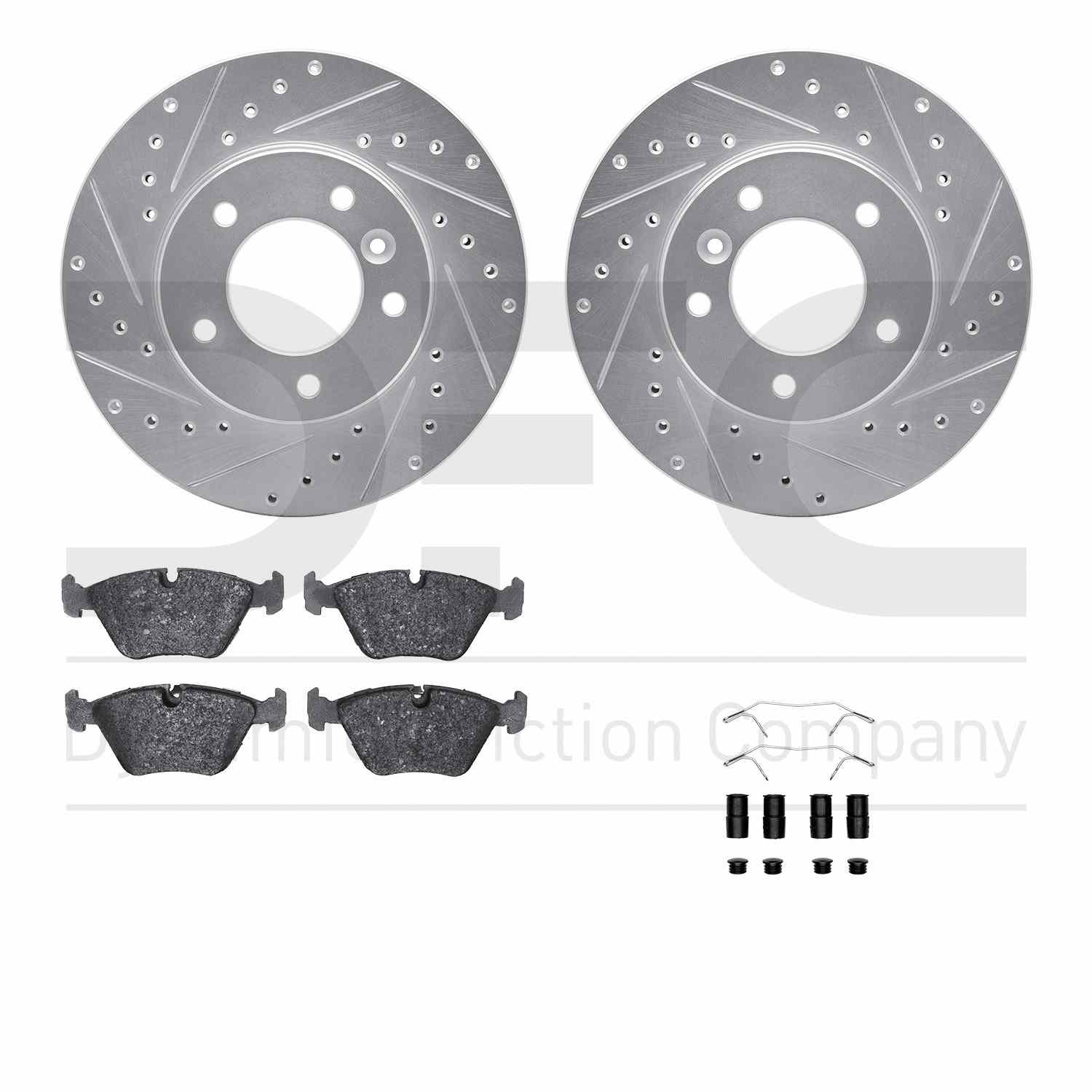 R1 Concepts 90-97 Jaguar Vanden Plas Front Drill/Slot Silver Rotors w/Euro Ceramic Pads