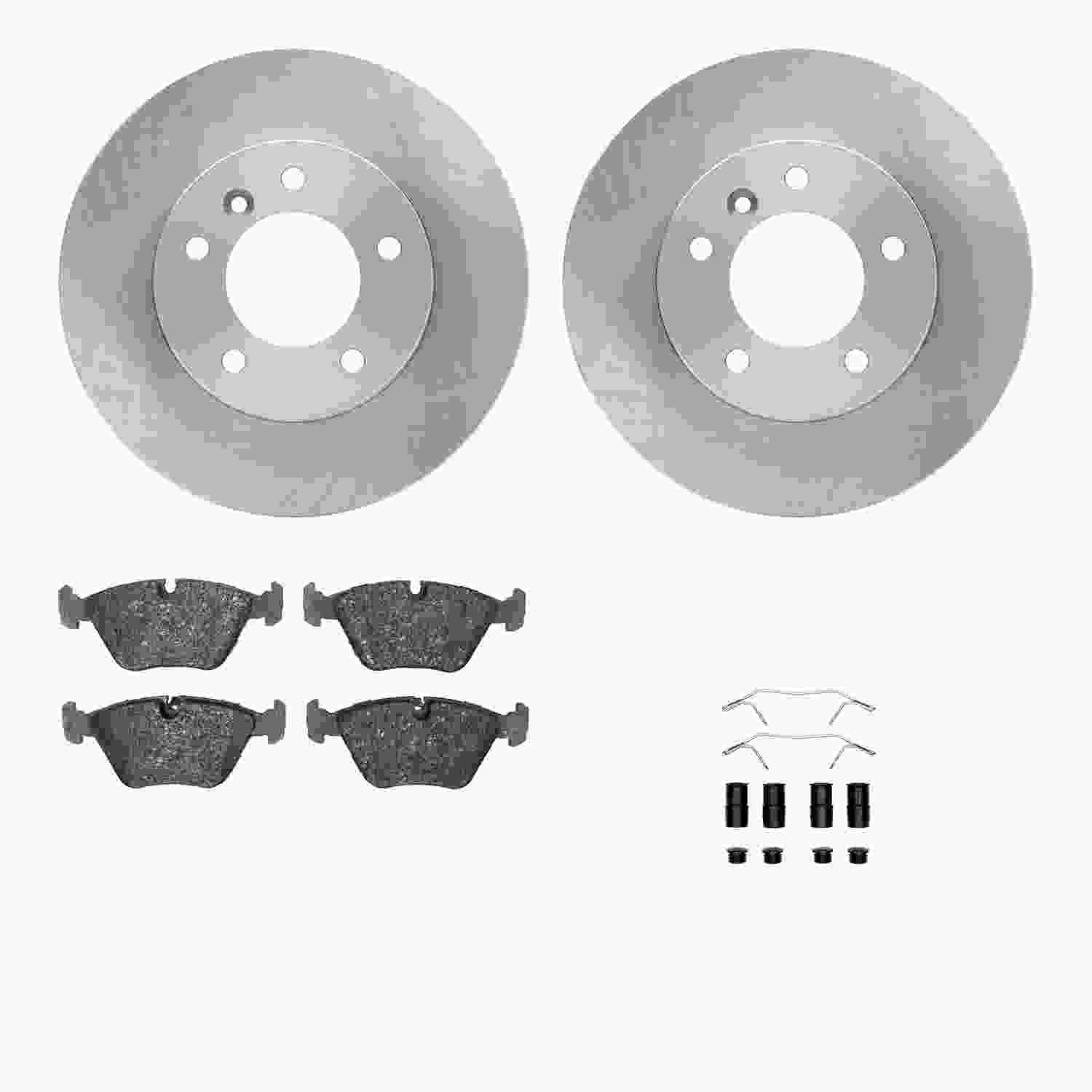 R1 Concepts 90-97 Jaguar XJ12 Front Brake Rotor Set w/Euro Ceramic Pads and Hardware