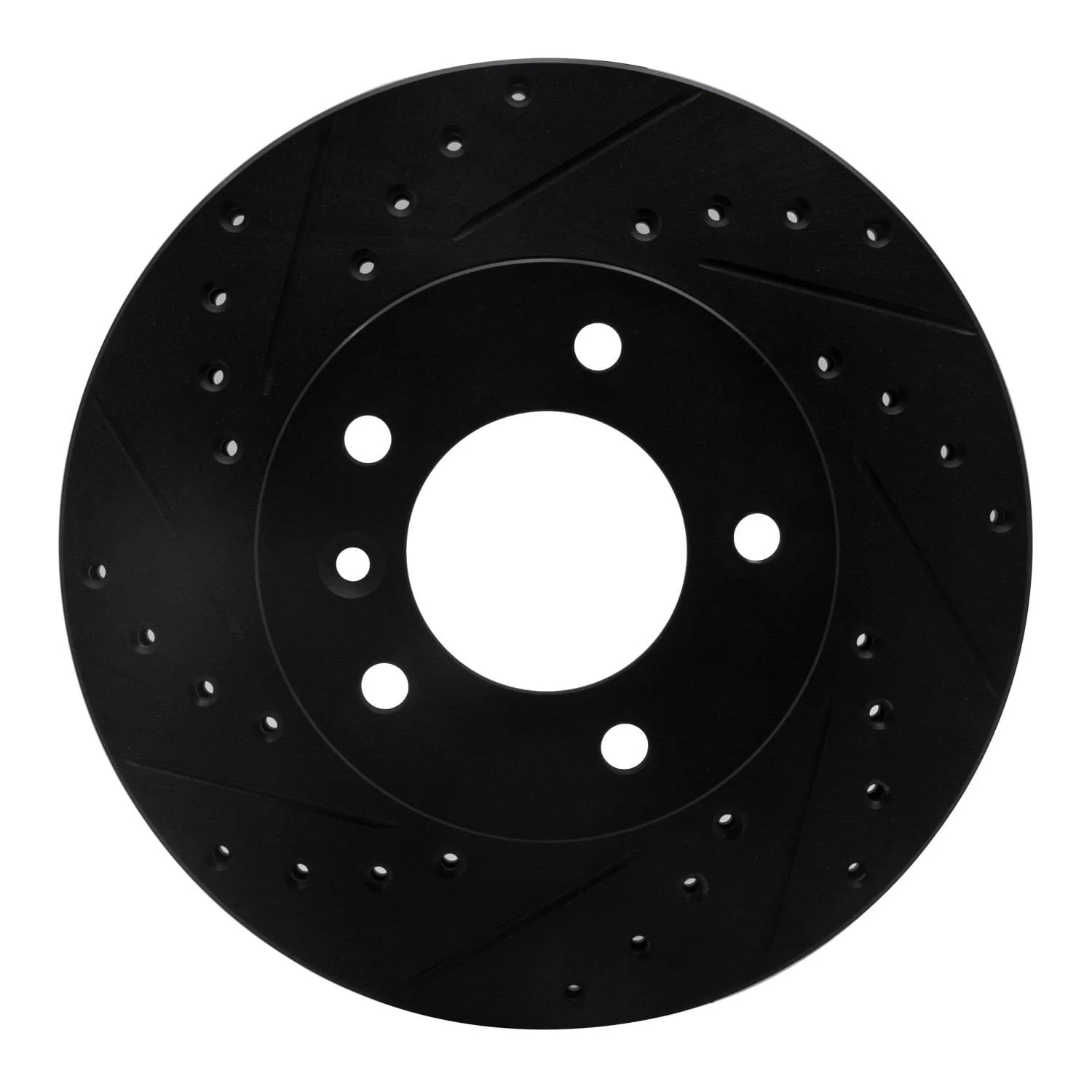 R1 Concepts 90-97 Jaguar XJ6 Front Left Drilled & Slotted Black Brake Rotor