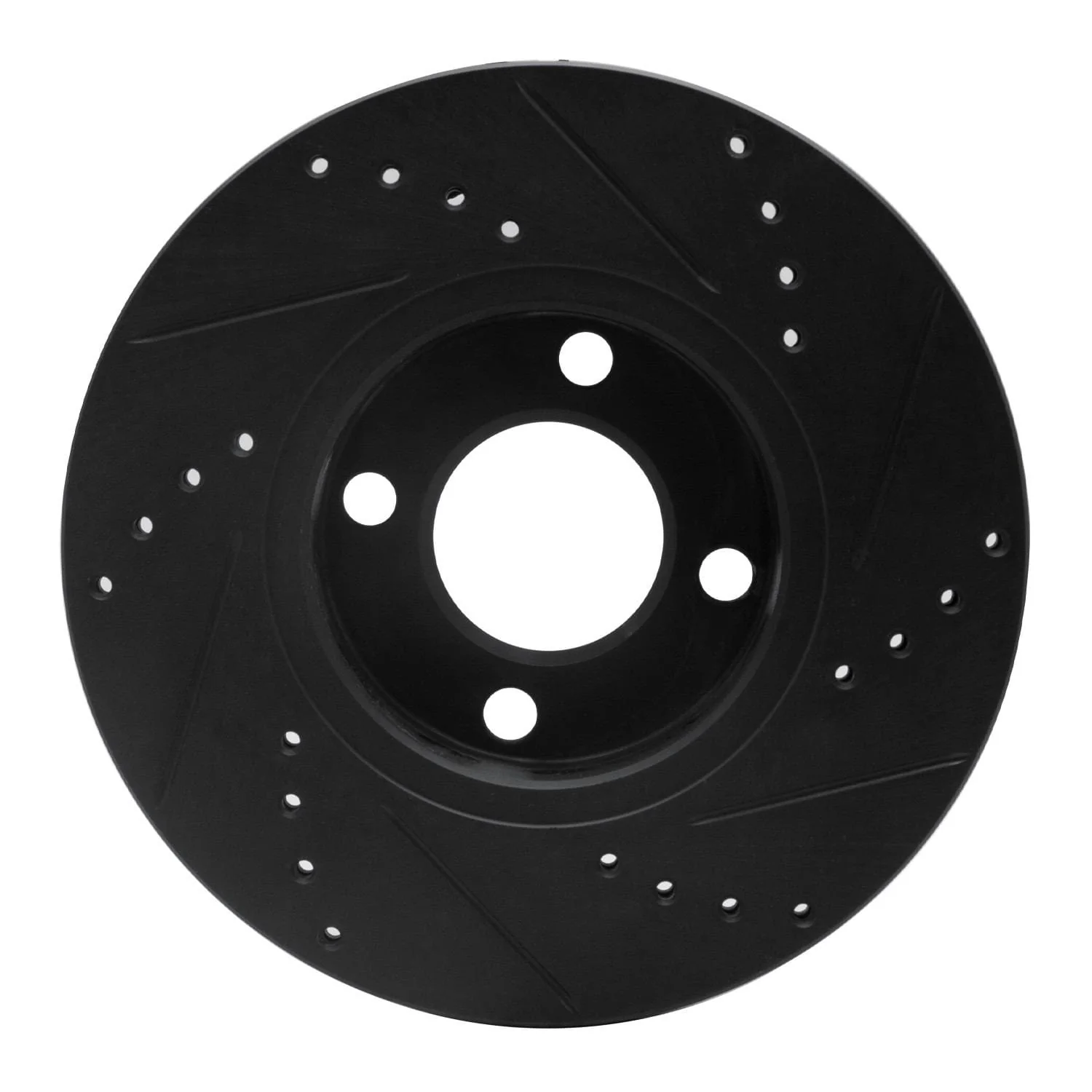 R1 Concepts 90-98 Audi Cabriolet Front Left Drilled & Slotted Black Brake Rotor - Image 2