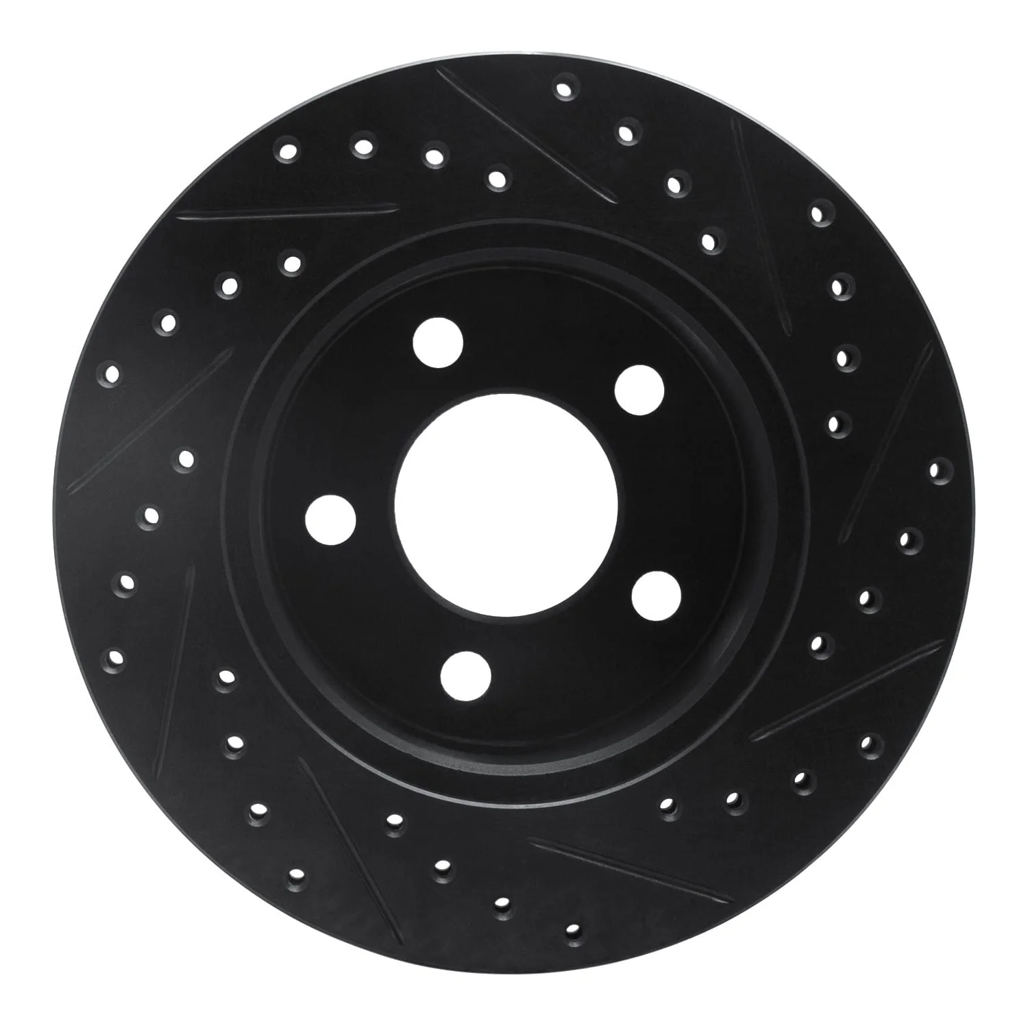 R1 Concepts 90-99 Jeep Cherokee Front Left Drilled & Slotted Black Brake Rotor - Image 2