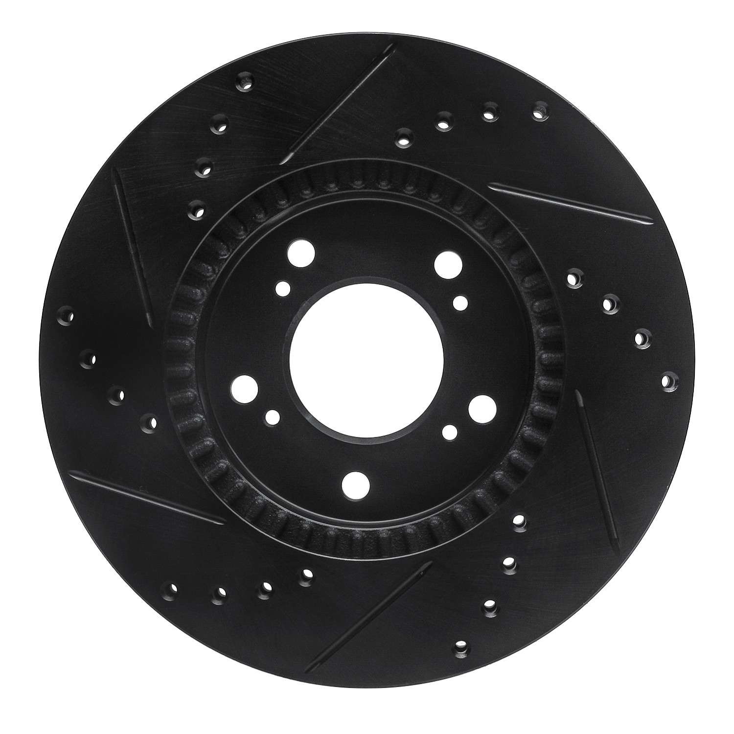 R1 Concepts 91-01 Acura Integra Front Right Drilled & Slotted Black Brake Rotor - Image 2
