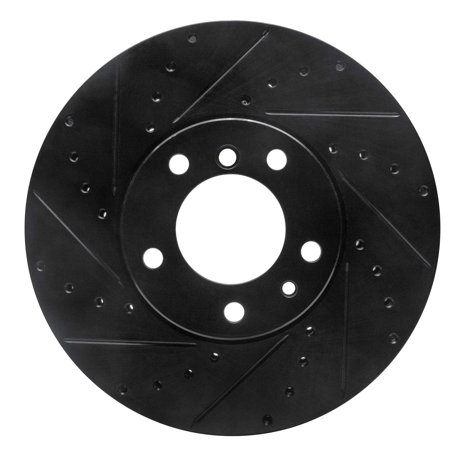 R1 Concepts 91-01 BMW 740I Front Left Drilled & Slotted Black Brake Rotor