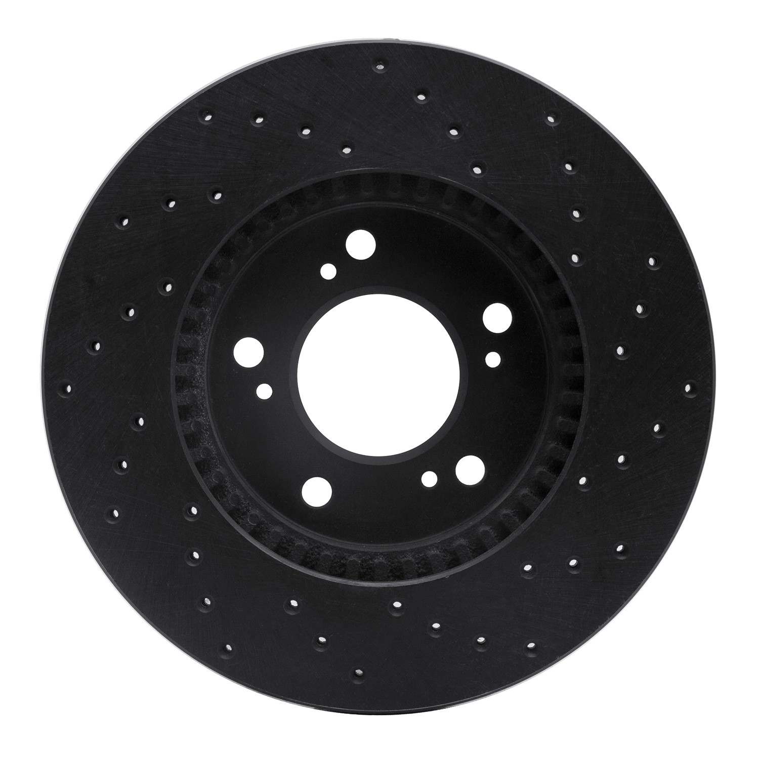 R1 Concepts 91-01 Honda CR-V Front Left Drilled Black Brake Rotor - Image 2