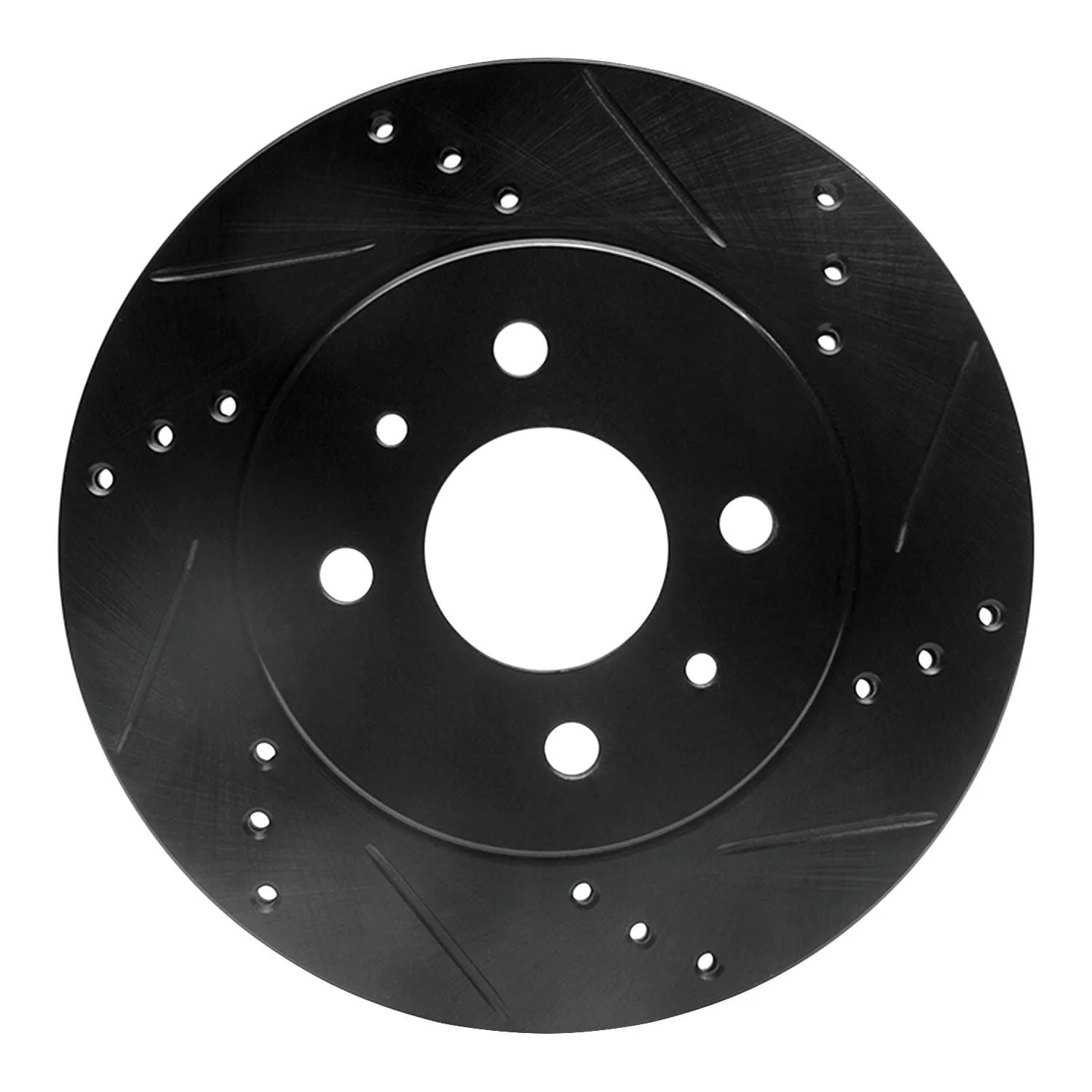 R1 Concepts 91-02 Saturn SW1 Front Right Drilled & Slotted Black Brake Rotor