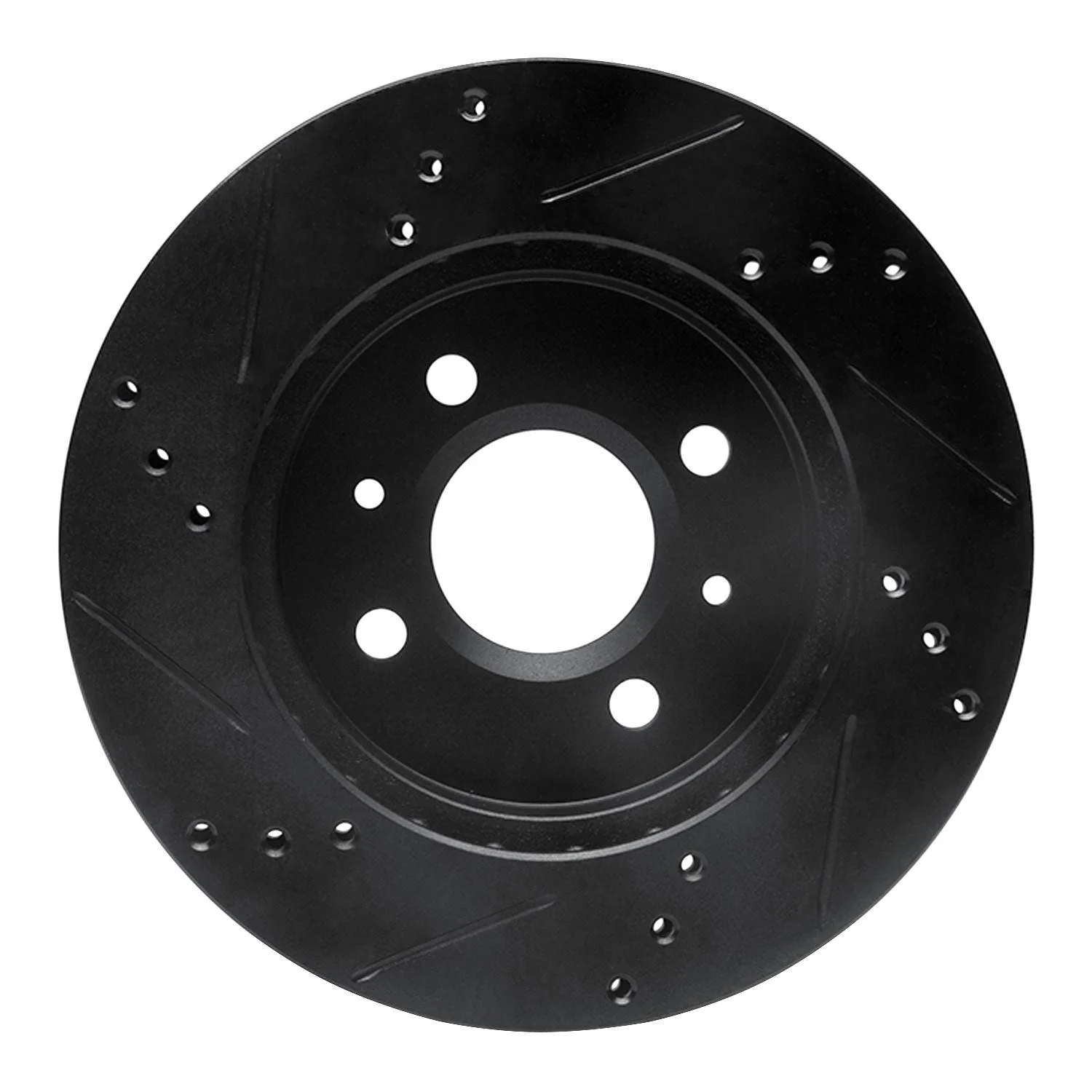 R1 Concepts 91-02 Saturn SW1 Front Right Drilled & Slotted Black Brake Rotor - Image 2