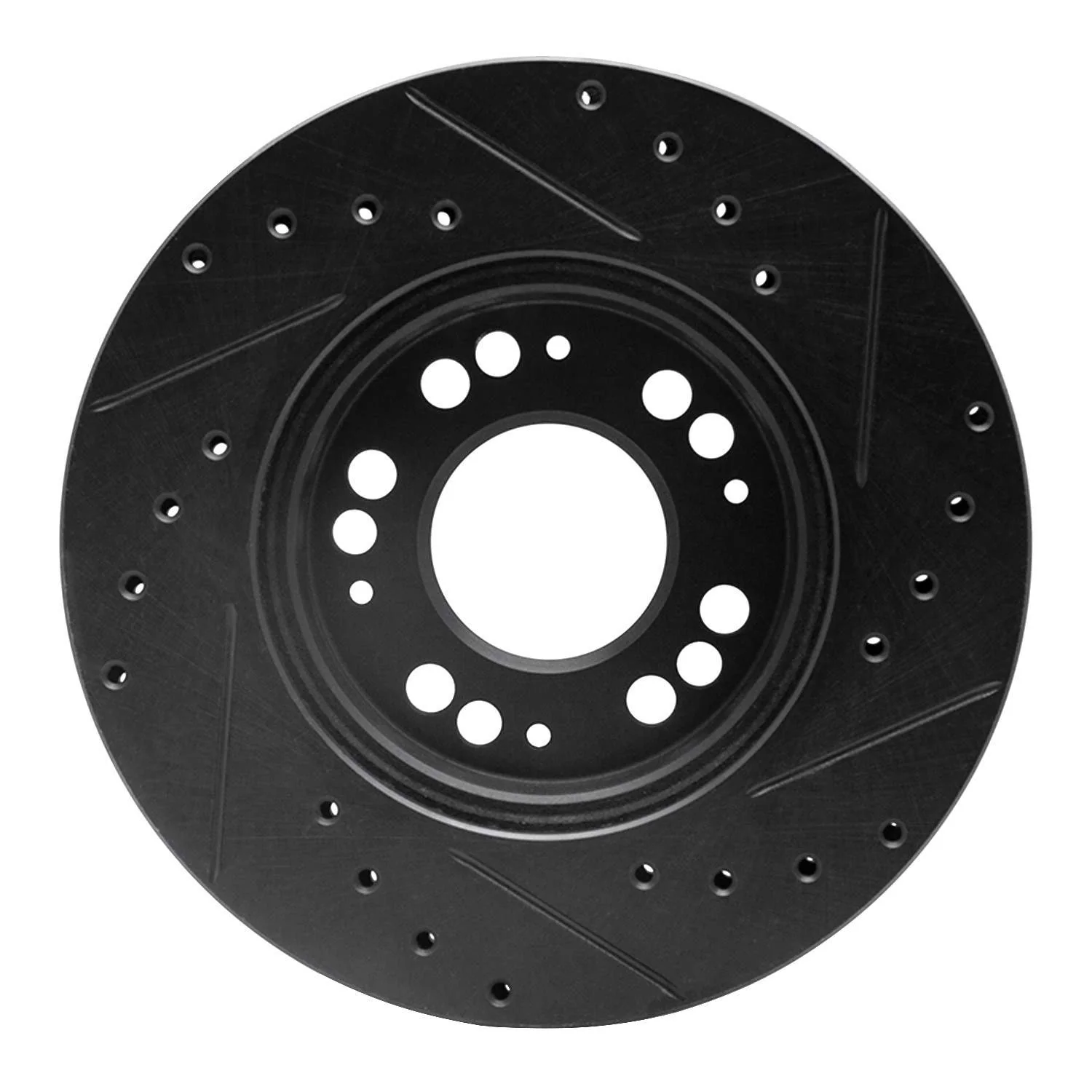 R1 Concepts 91-04 Dodge STEALTH Front Left Drilled & Slotted Black Brake Rotor - Image 2