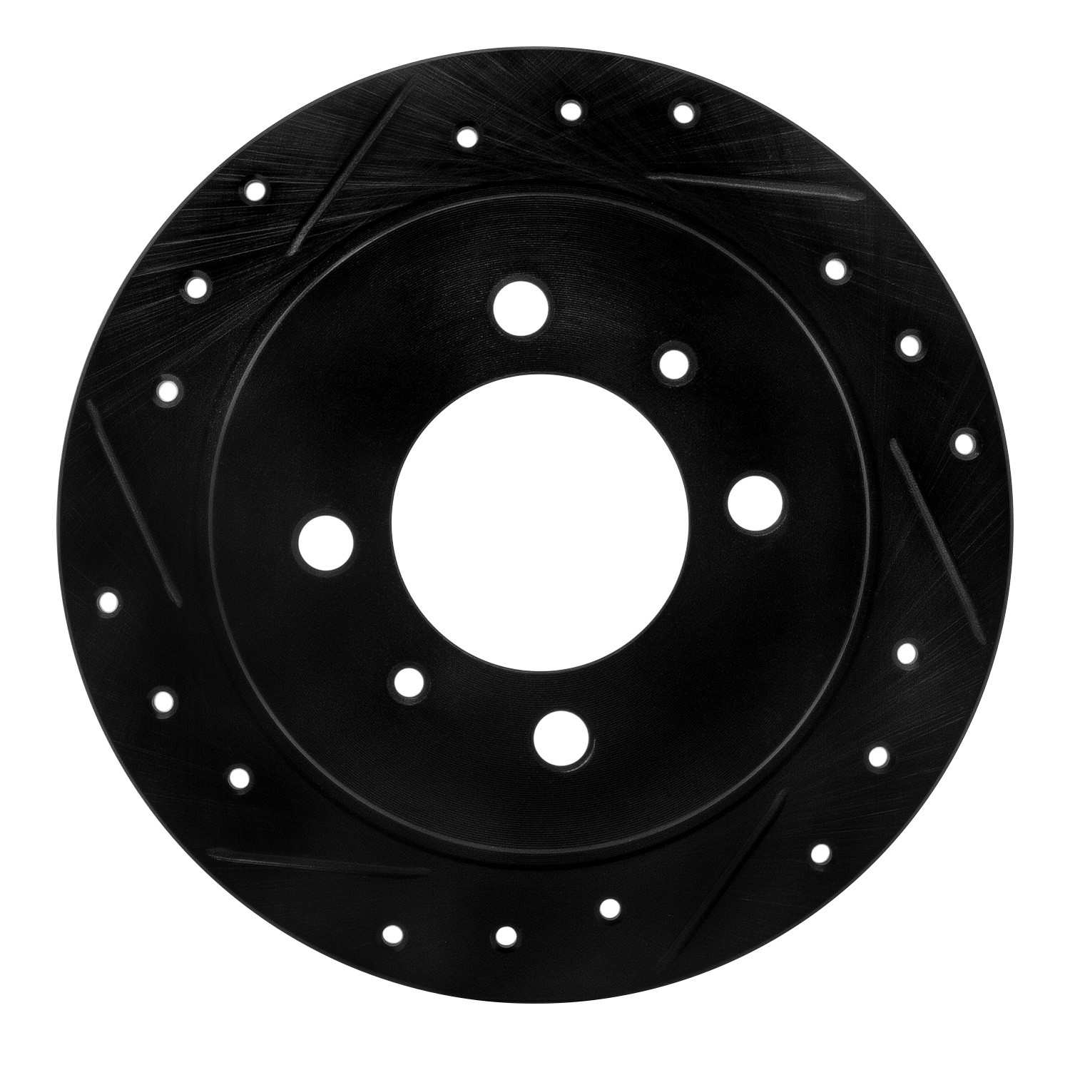 R1 Concepts 91-06 Nissan NX Rear Left Drilled & Slotted Black Brake Rotor